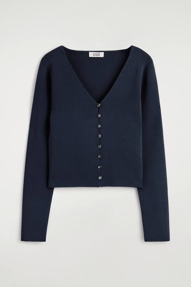 Minimalistisch gebreid V-halsvest - MARINEBLAUW - 1