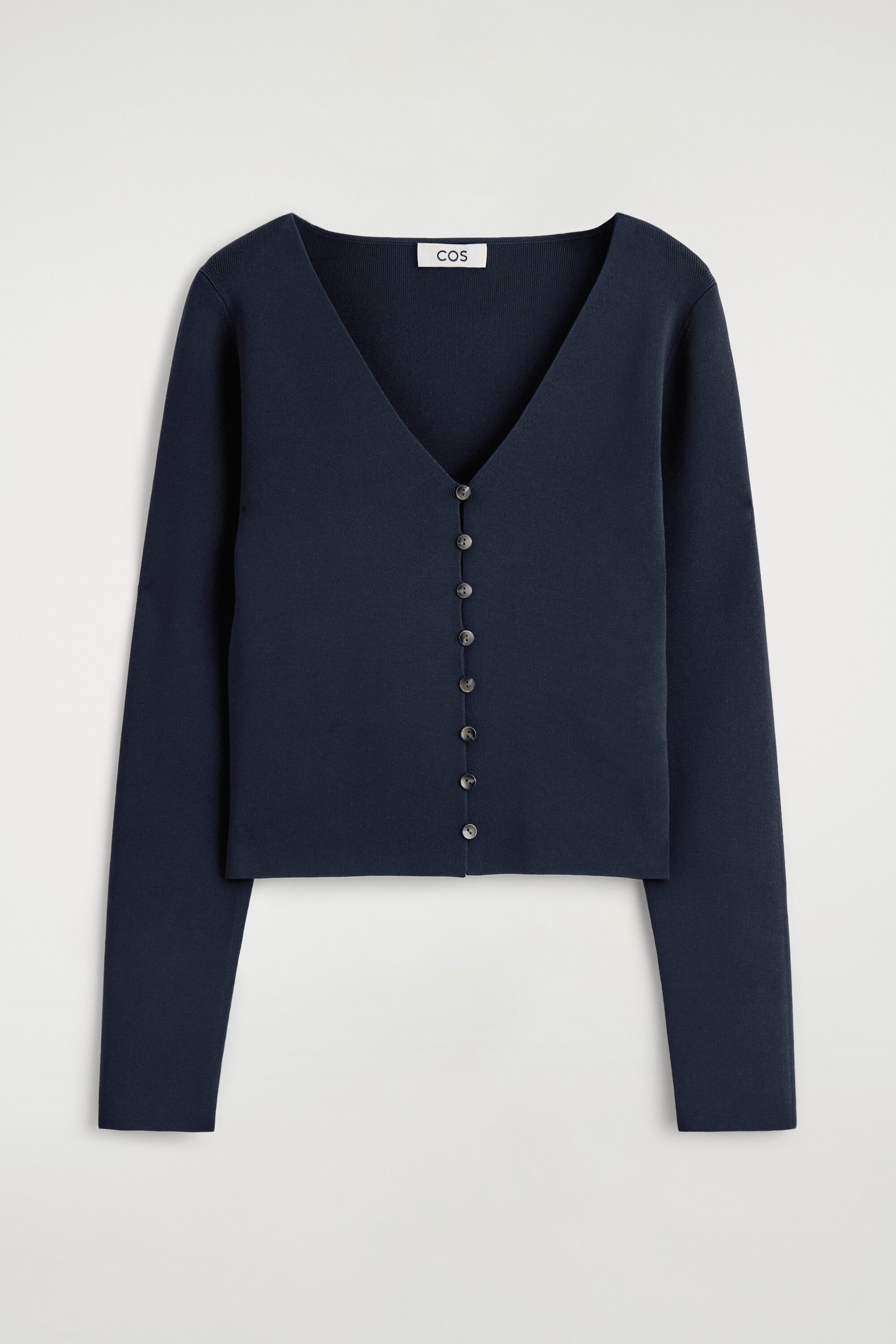 MINIMAL KNITTED V-NECK CARDIGAN - NAVY | COS CA