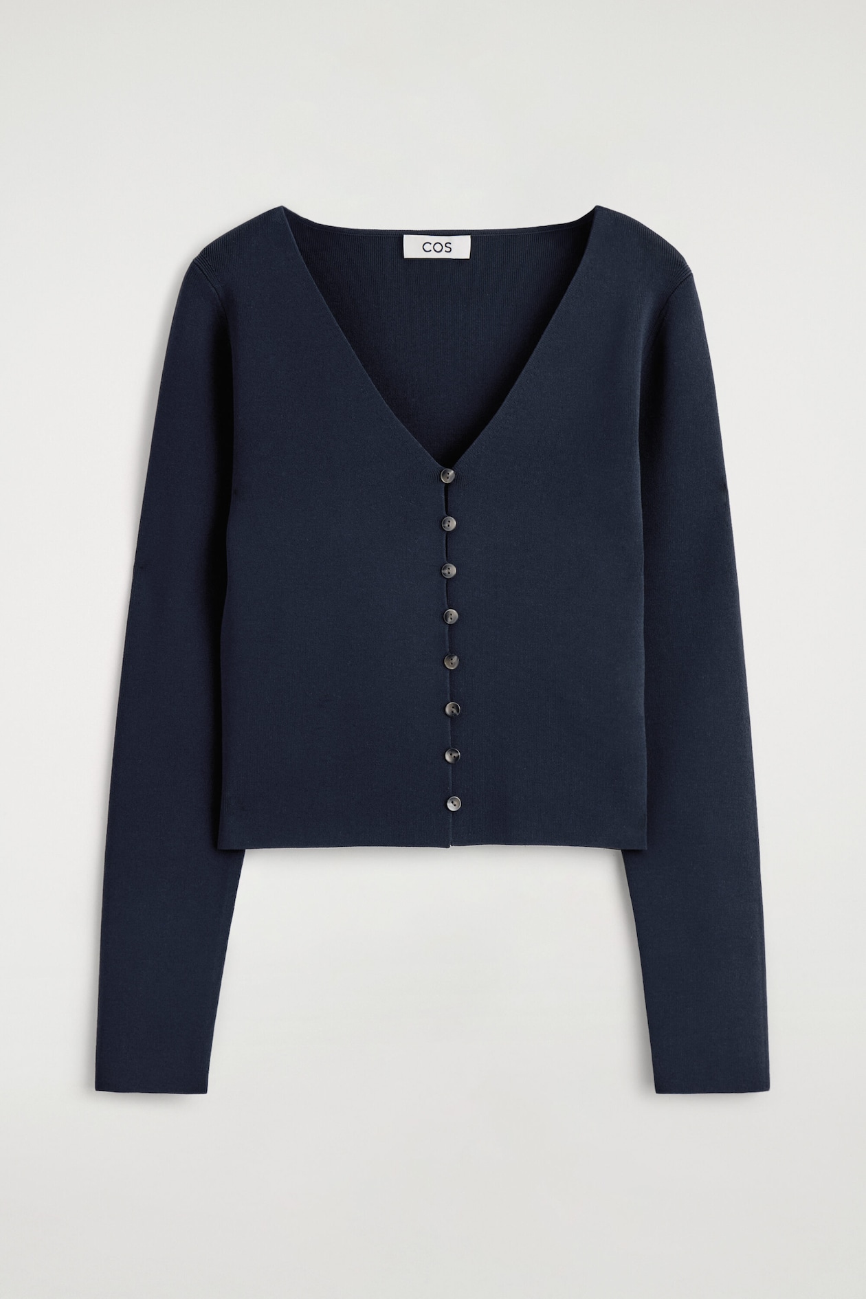 MINIMAL KNITTED V-NECK CARDIGAN — NAVY