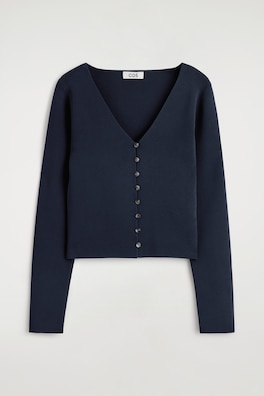 MINIMAL KNITTED V-NECK CARDIGAN — NAVY 7