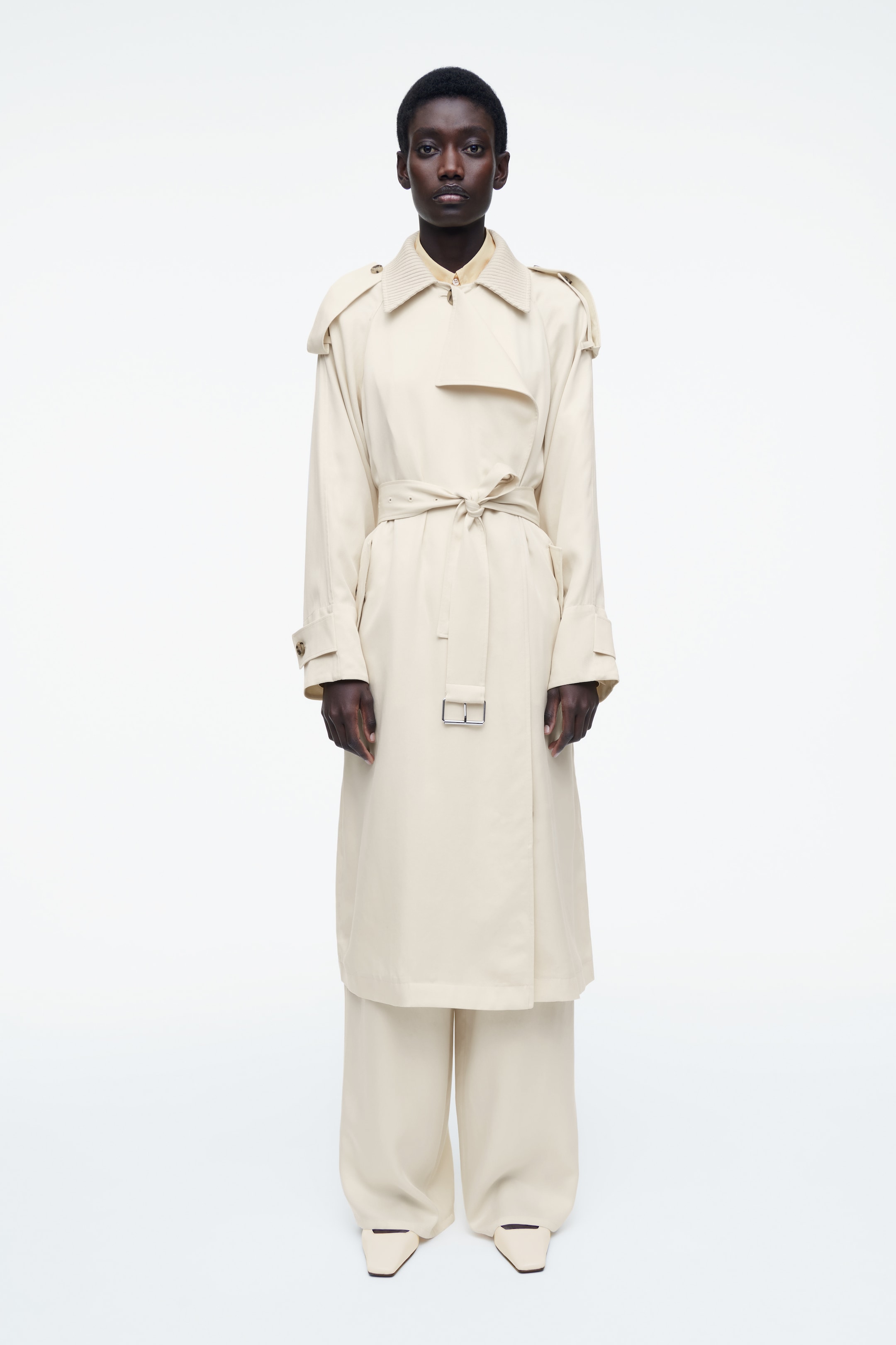 Agrandir l'image: TRENCH-COAT À COL EN MAILLE - BEIGE CLAIR - FEMME | H&M CH 2