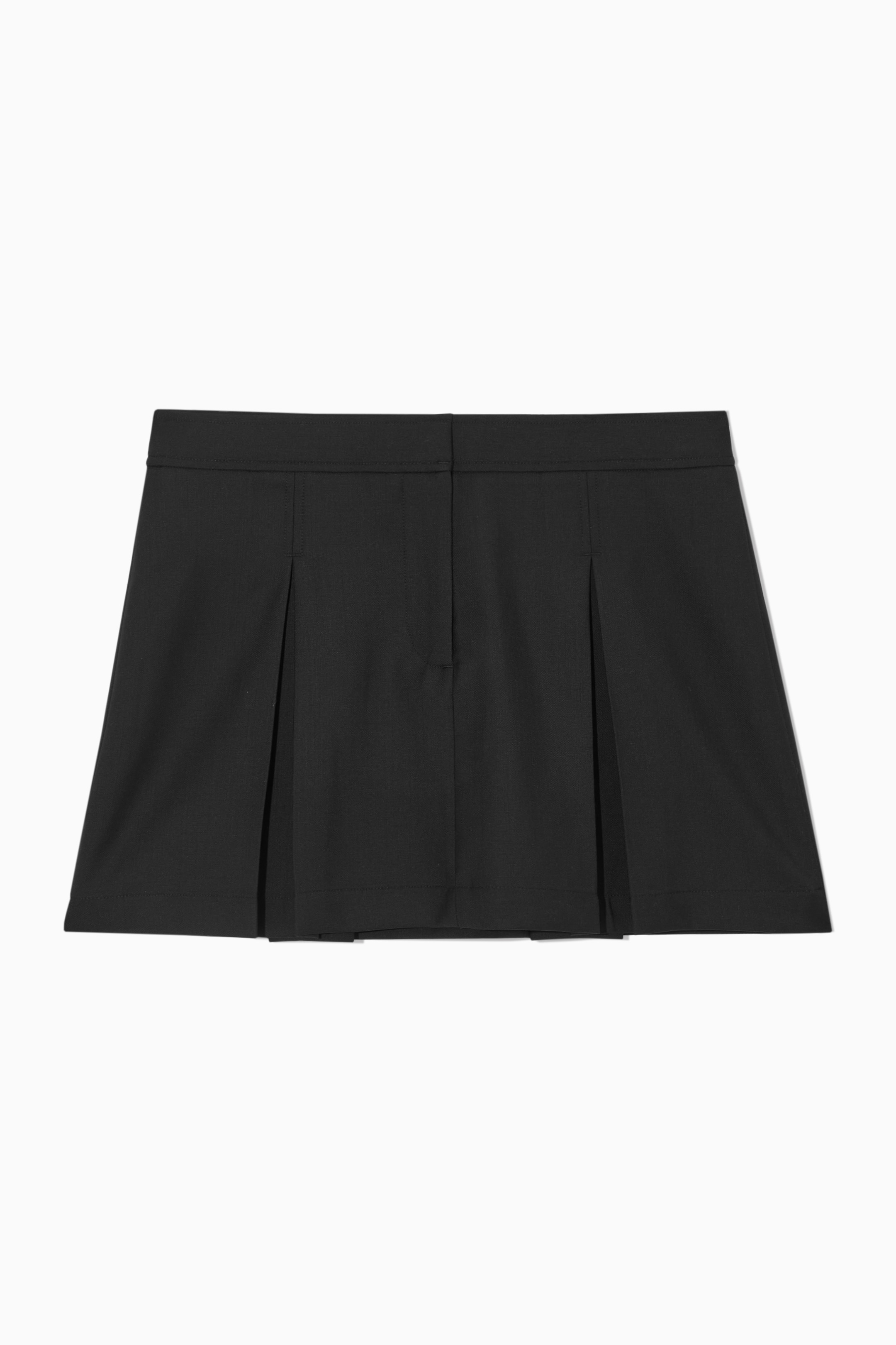 View larger image: LOW-RISE PLEATED WOOL MINI SKIRT - BLACK - Ladies | H&M GB 1