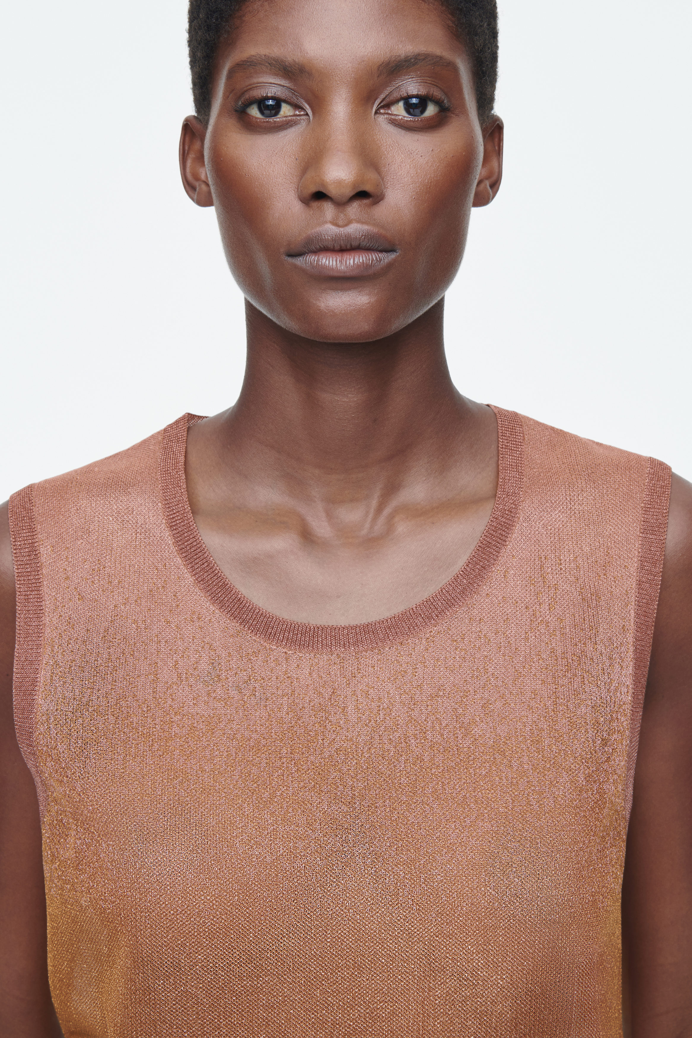 SHEER FINE-KNIT TANK TOP - BROWN | COS