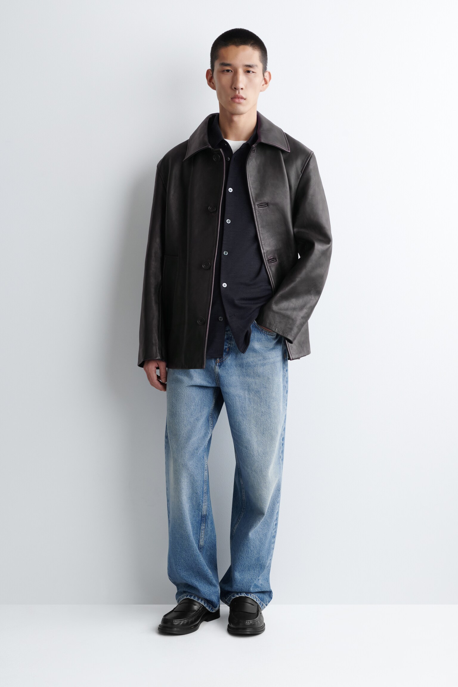 CAMISA DE PUNTO EN MEZCLA DE LANA - AZUL MARINO JASPEADO/GRIS OSCURO JASPEADO - 7