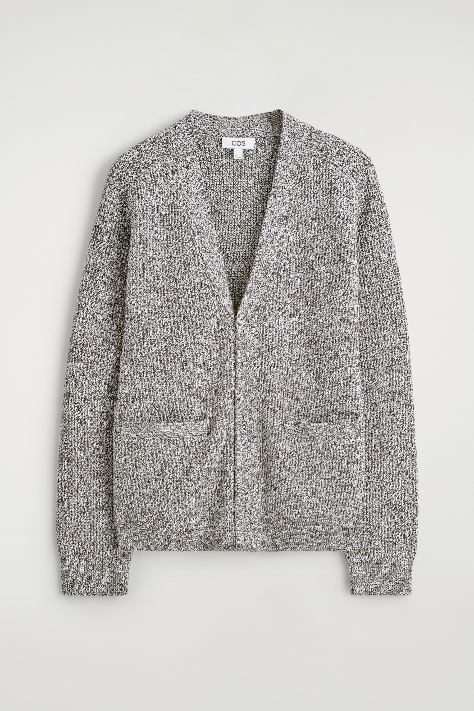 CARDIGAN SCREZIATO CON CERNIERA E SCOLLO A V - MARRONE MÉLANGE