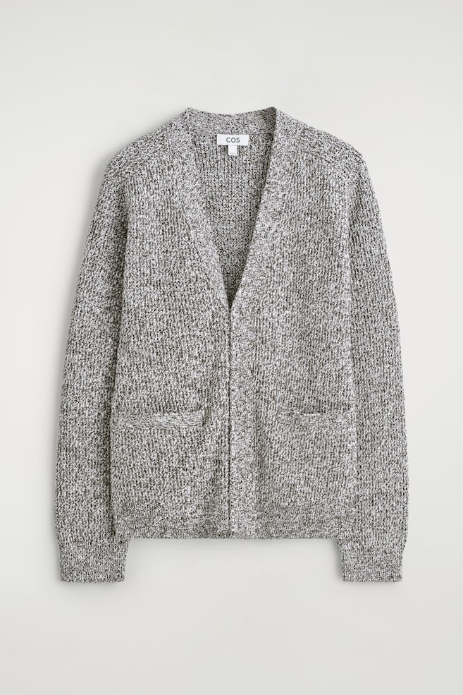 STRICKJACKE MIT REISSVERSCHLUSS UND V-AUSSCHNITT - BRAUN MELIERT - 1