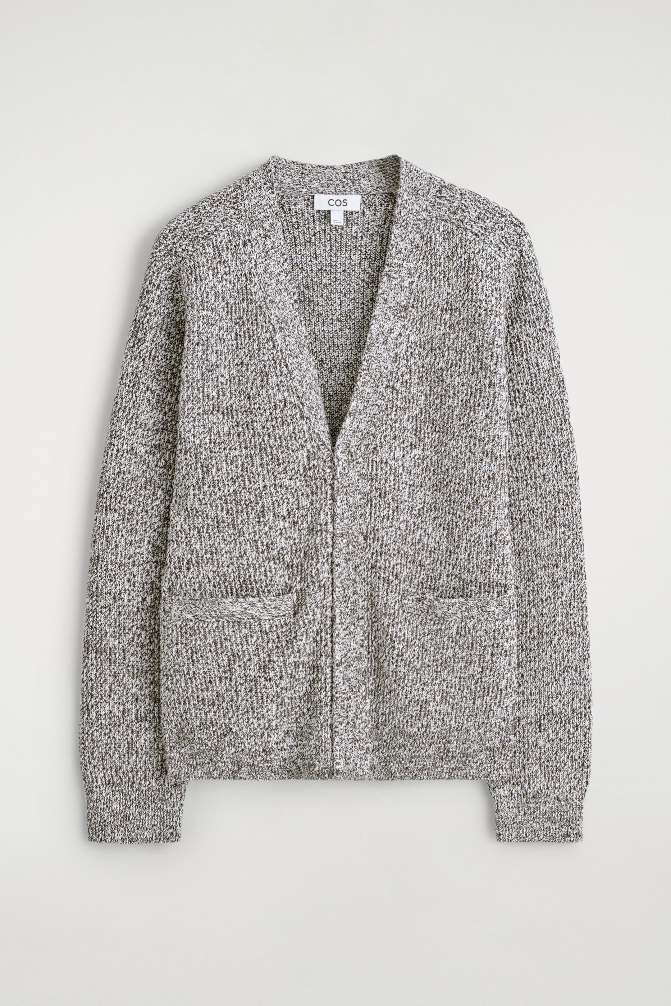 FLECKED V-NECK ZIP-UP CARDIGAN