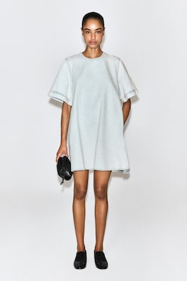 FLARED DENIM MINI DRESS — LIGHT BLUE 2