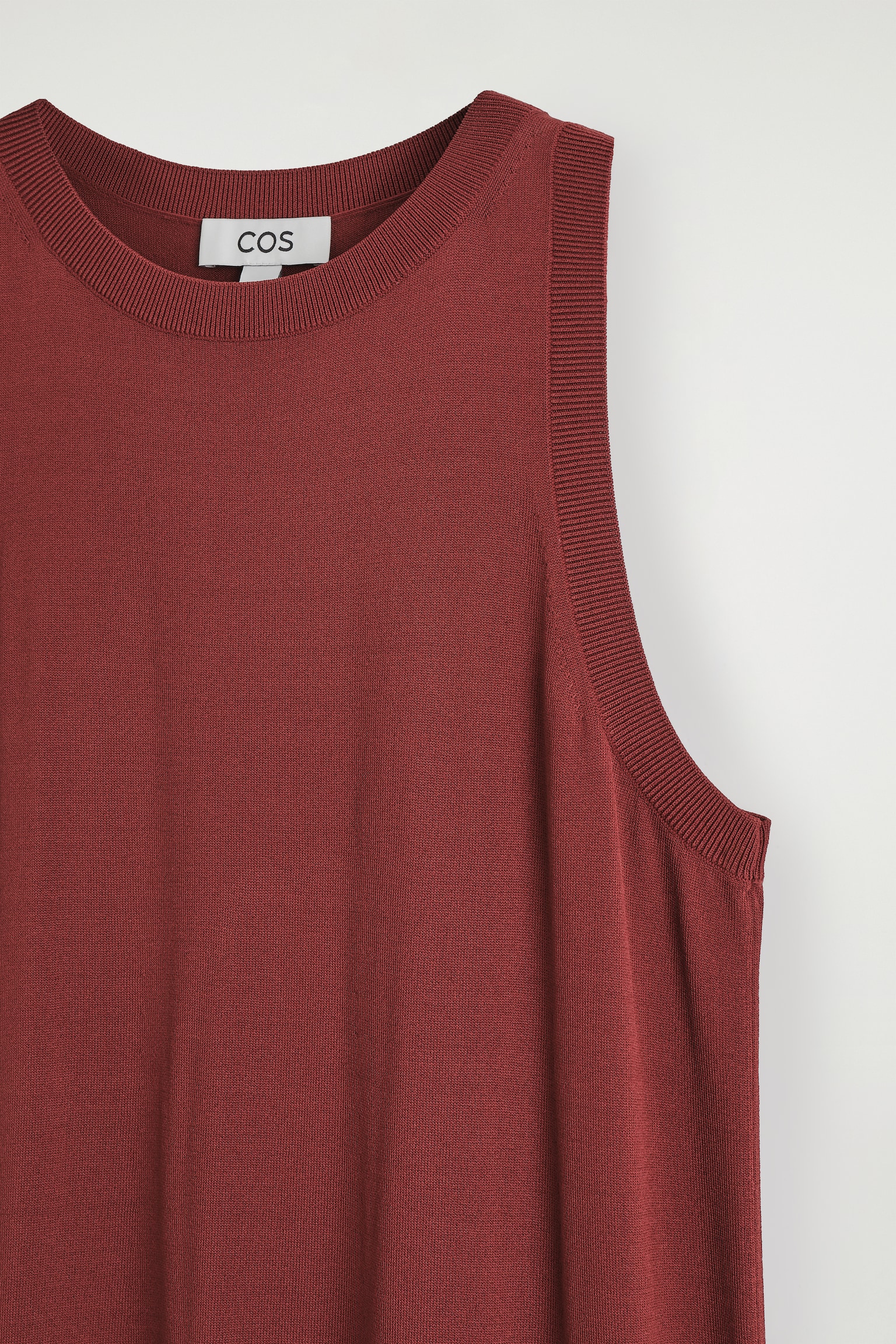 VESTIDO LARGO DE PUNTO SIN MANGAS - ROJO OSCURO/NEGRO - 3