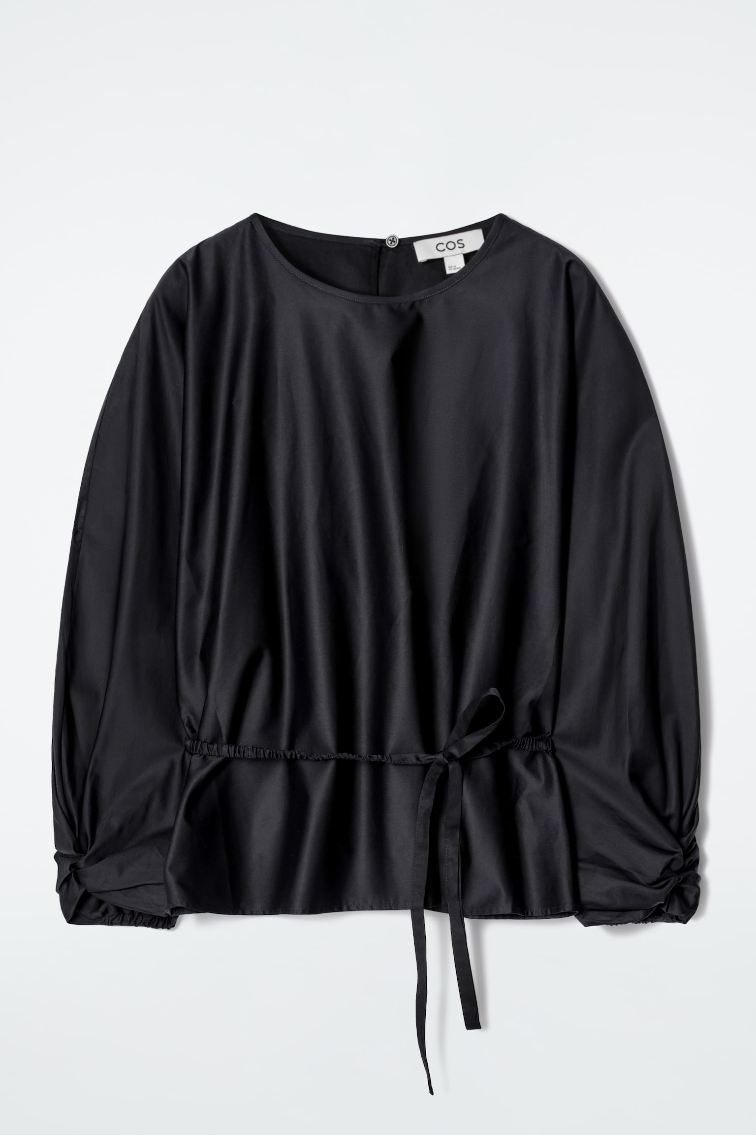 DRAWSTRING PEPLUM BLOUSE - NAVY/RED - 2