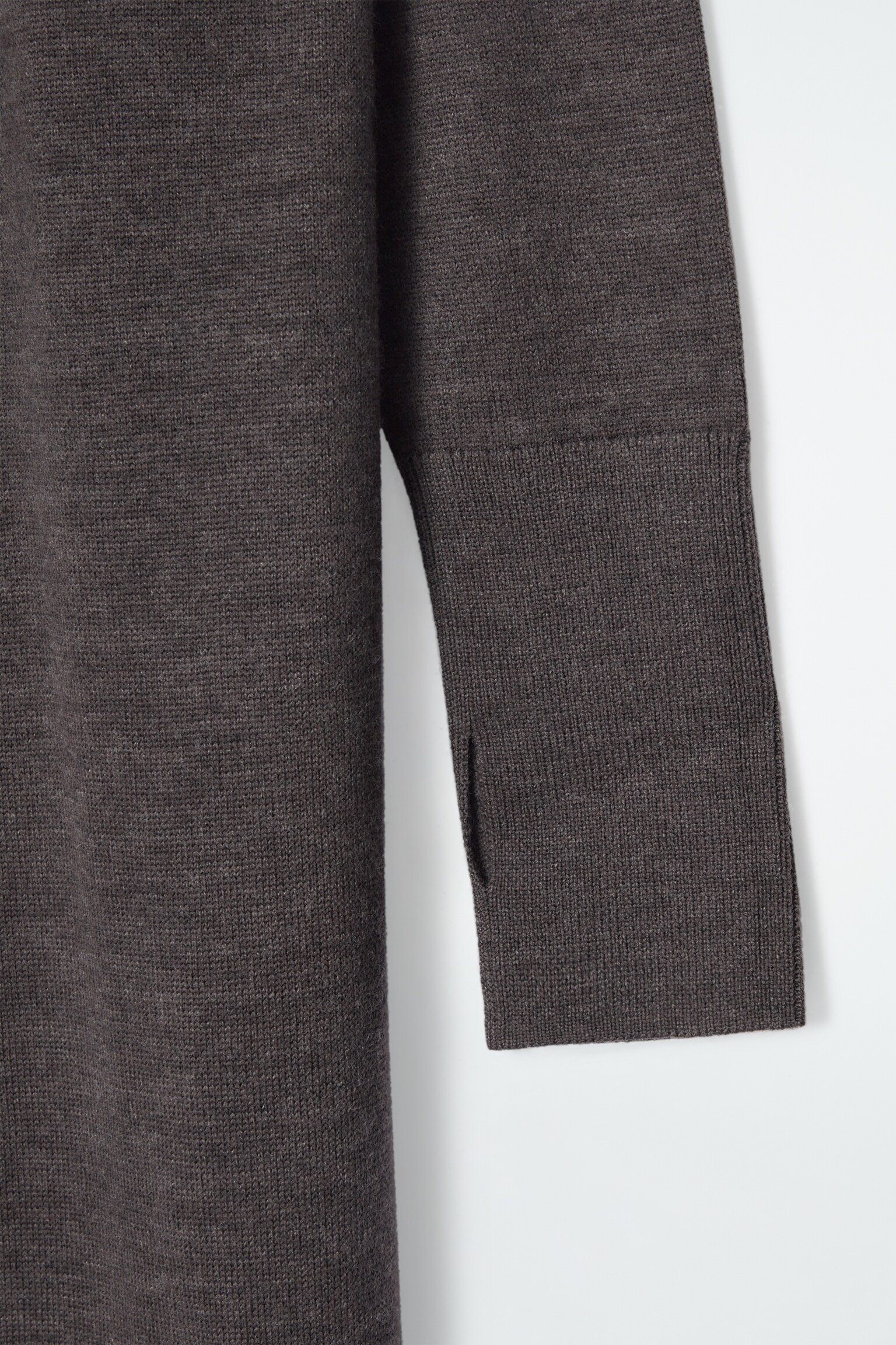 MERINO WOOL MIDI DRESS - BROWN MÉLANGE/BLACK - 2