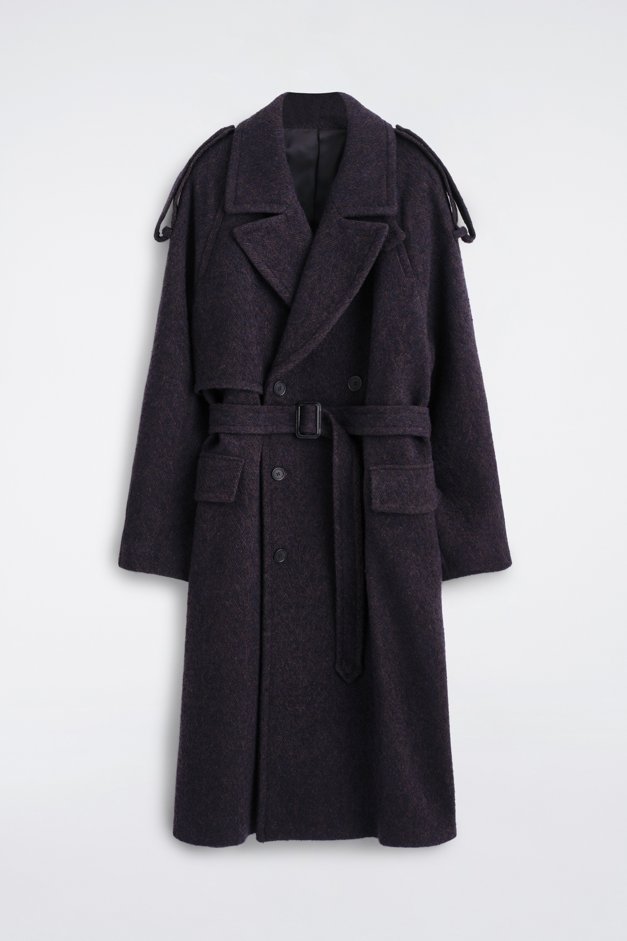 MANTEAU CROISÉ EN MÉLANGE DE LAINE À CHEVRONS