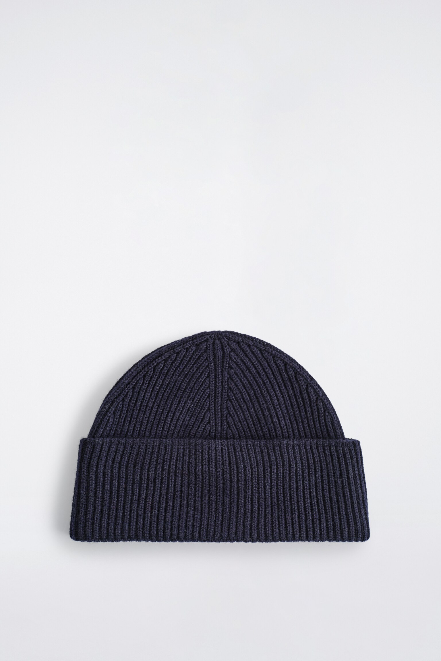 RIBBED WOOL BEANIE - NAVY/GREY - 2