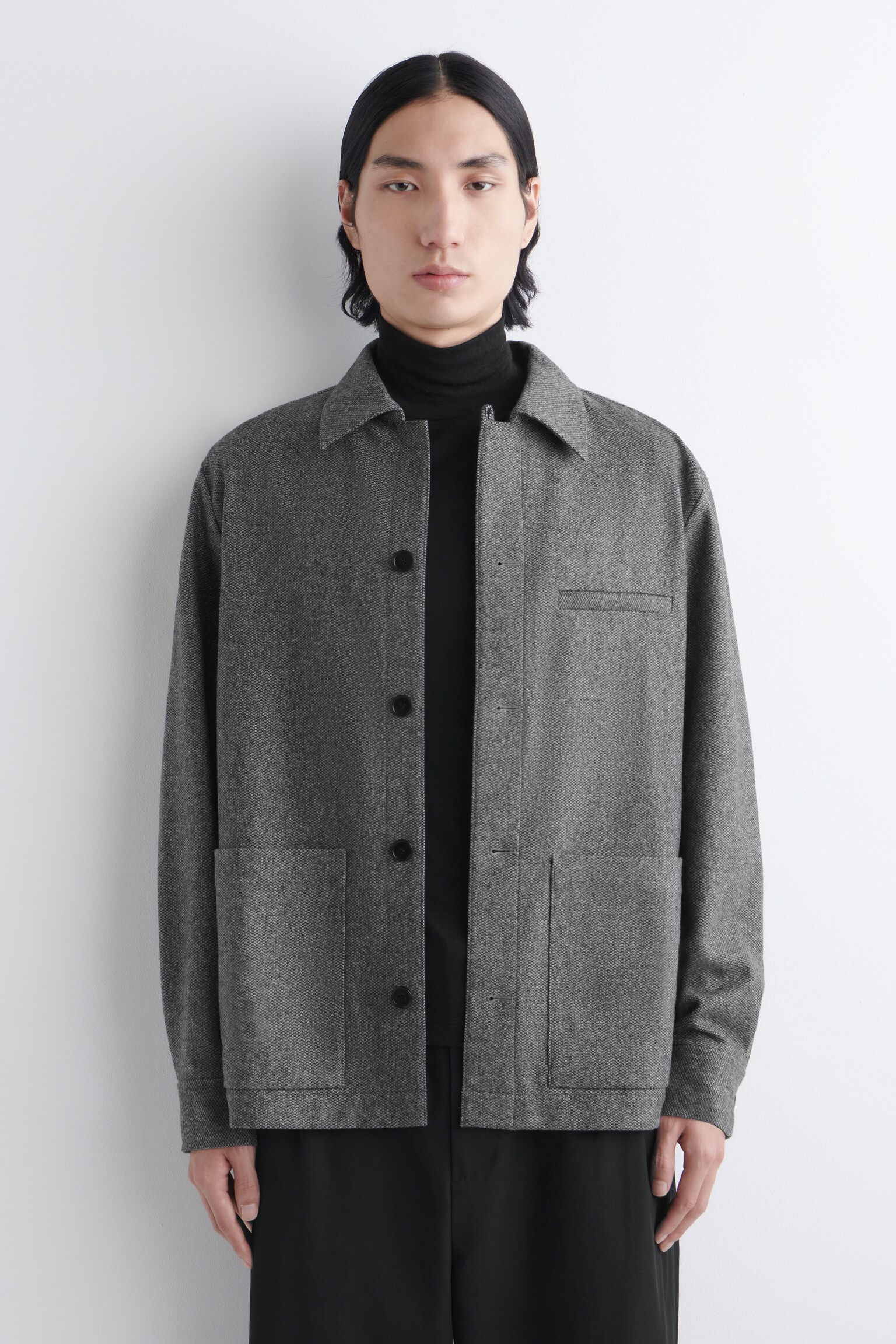 WOOL OVERSHIRT - GREY / BIRDSEYE/CHARCOAL / HERRINGBONE