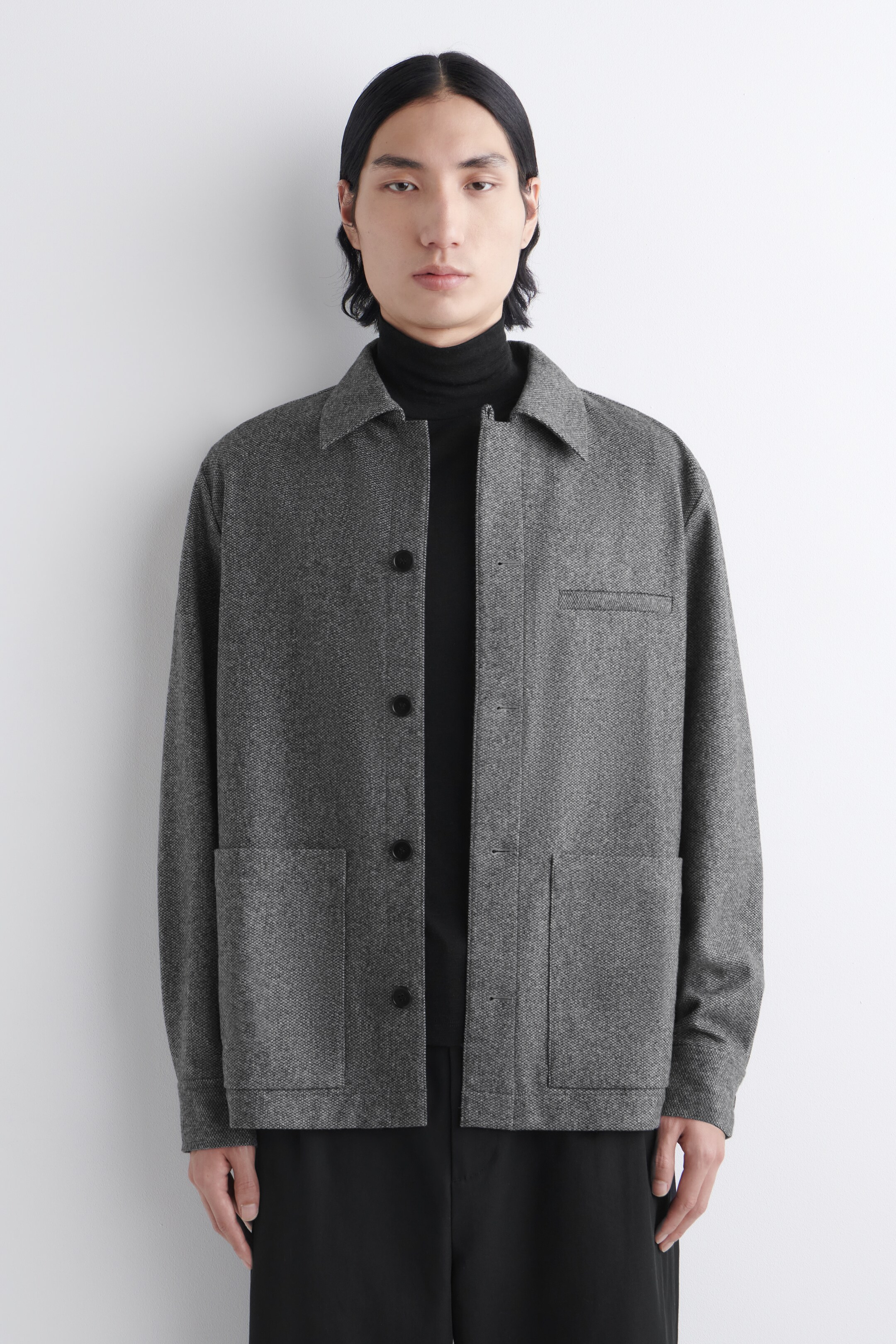 Vezi imaginea mai mare: WOOL OVERSHIRT - GREY / BIRDSEYE - BĂRBAŢI | H&M RO 1