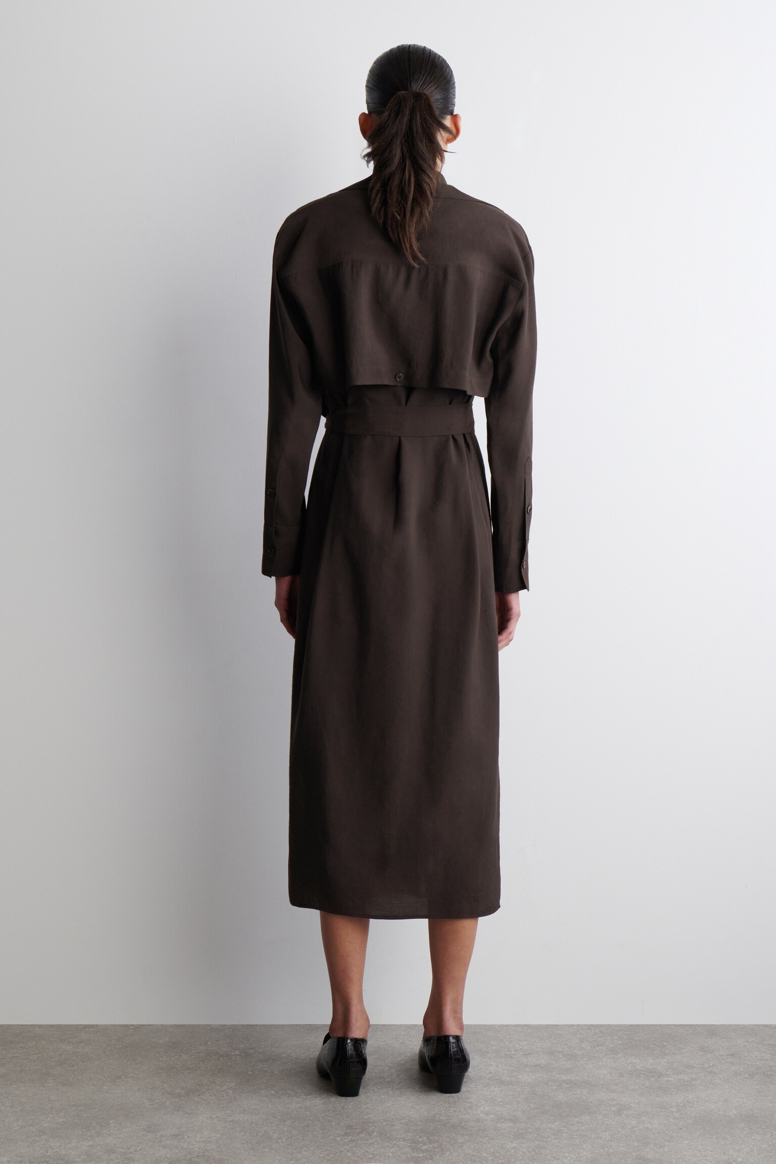 MODAL MIDI WRAP DRESS - BROWN - 5
