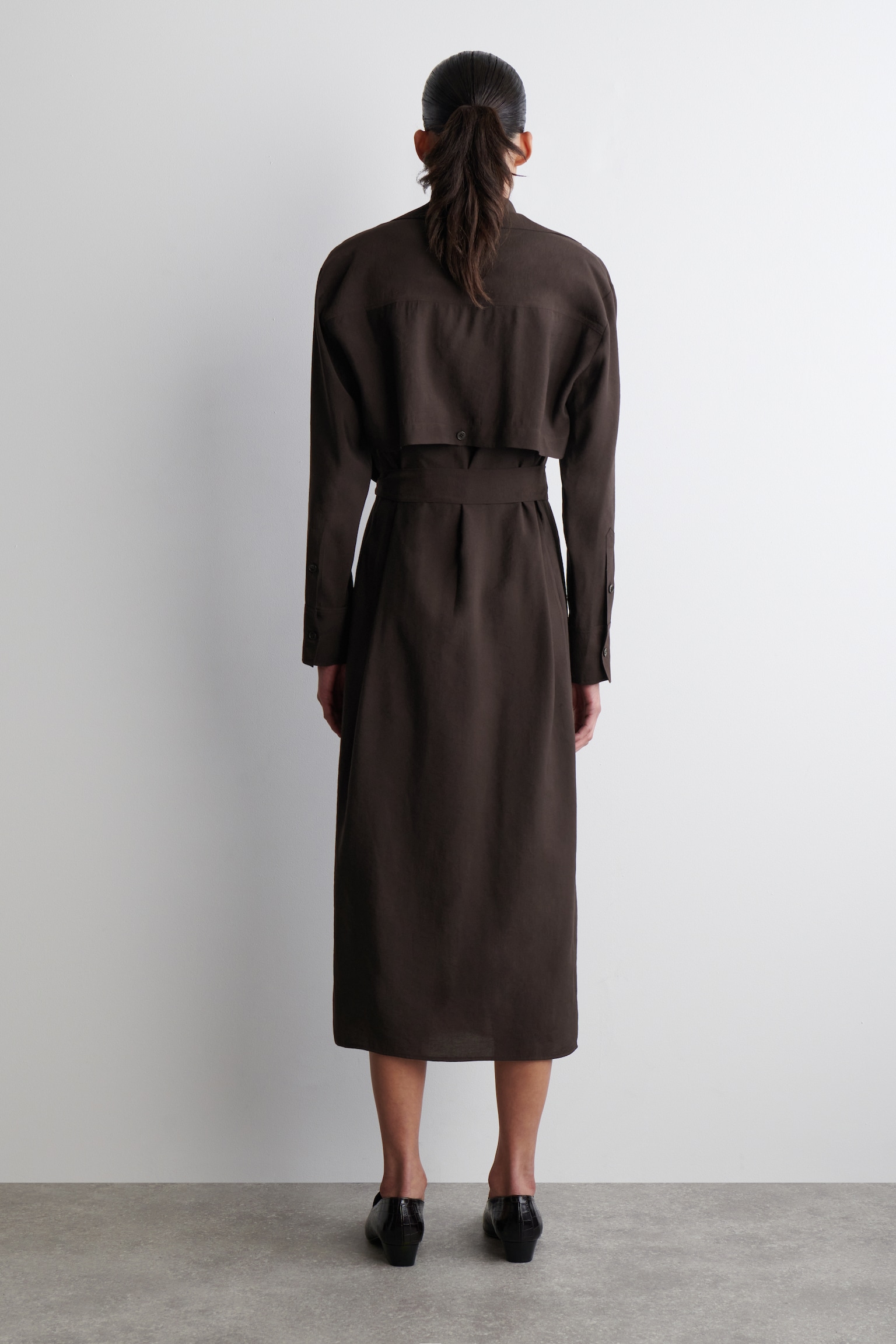MODAL MIDI WRAP DRESS - BROWN - 4