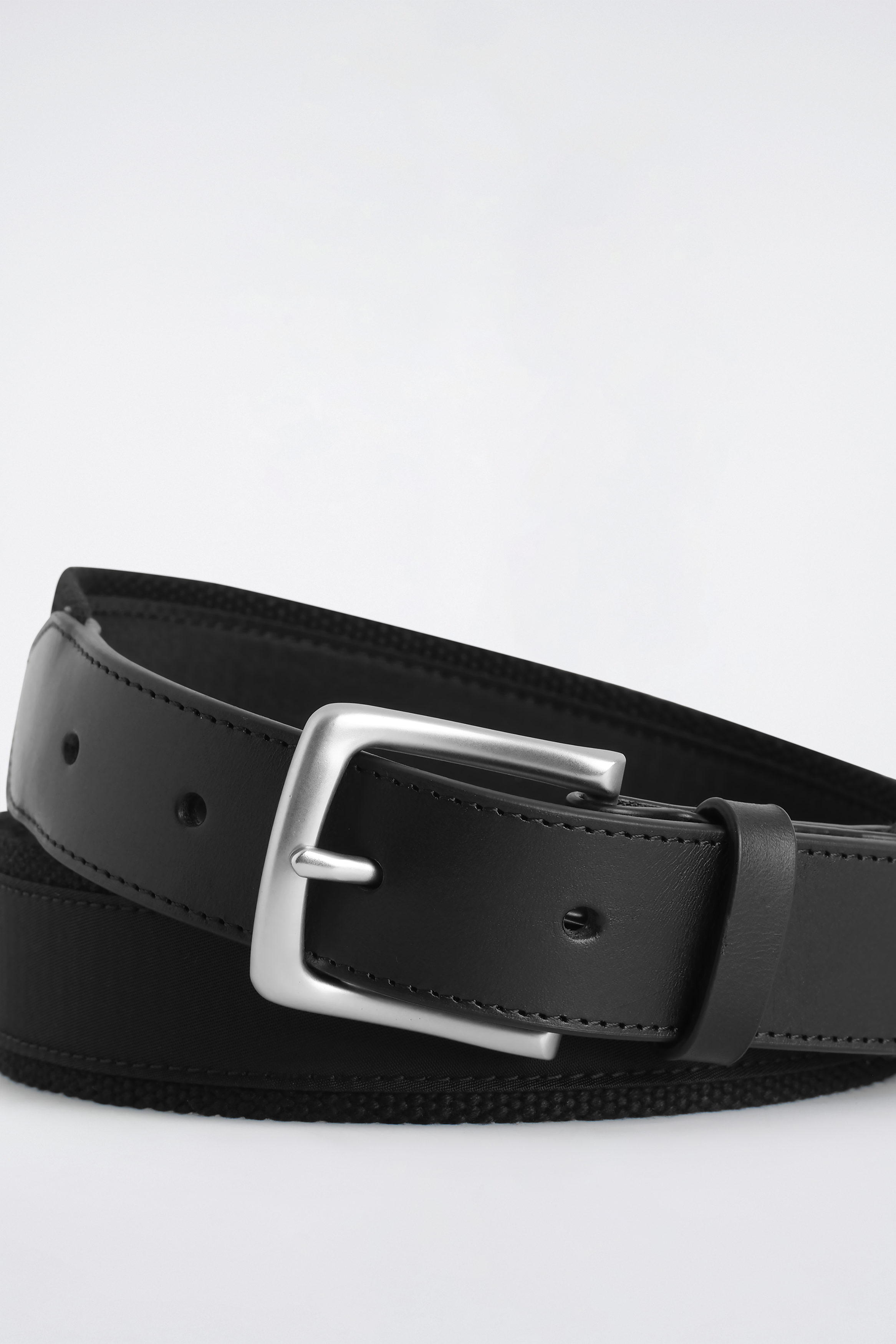 LEATHER-TRIMMED WEBBING BELT - BLACK | COS US