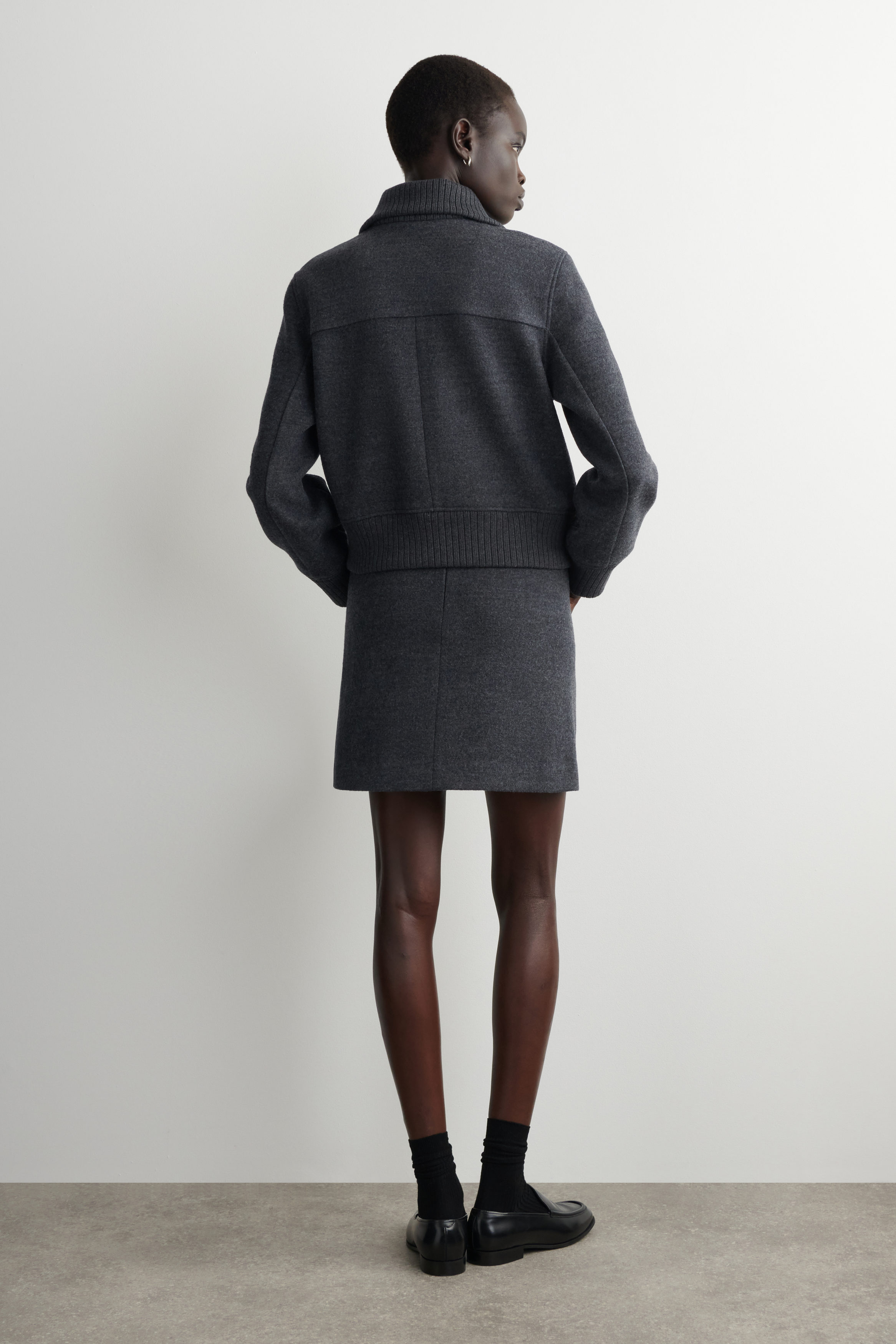 BOILED MERINO WOOL MINI SKIRT - GRAY | COS US