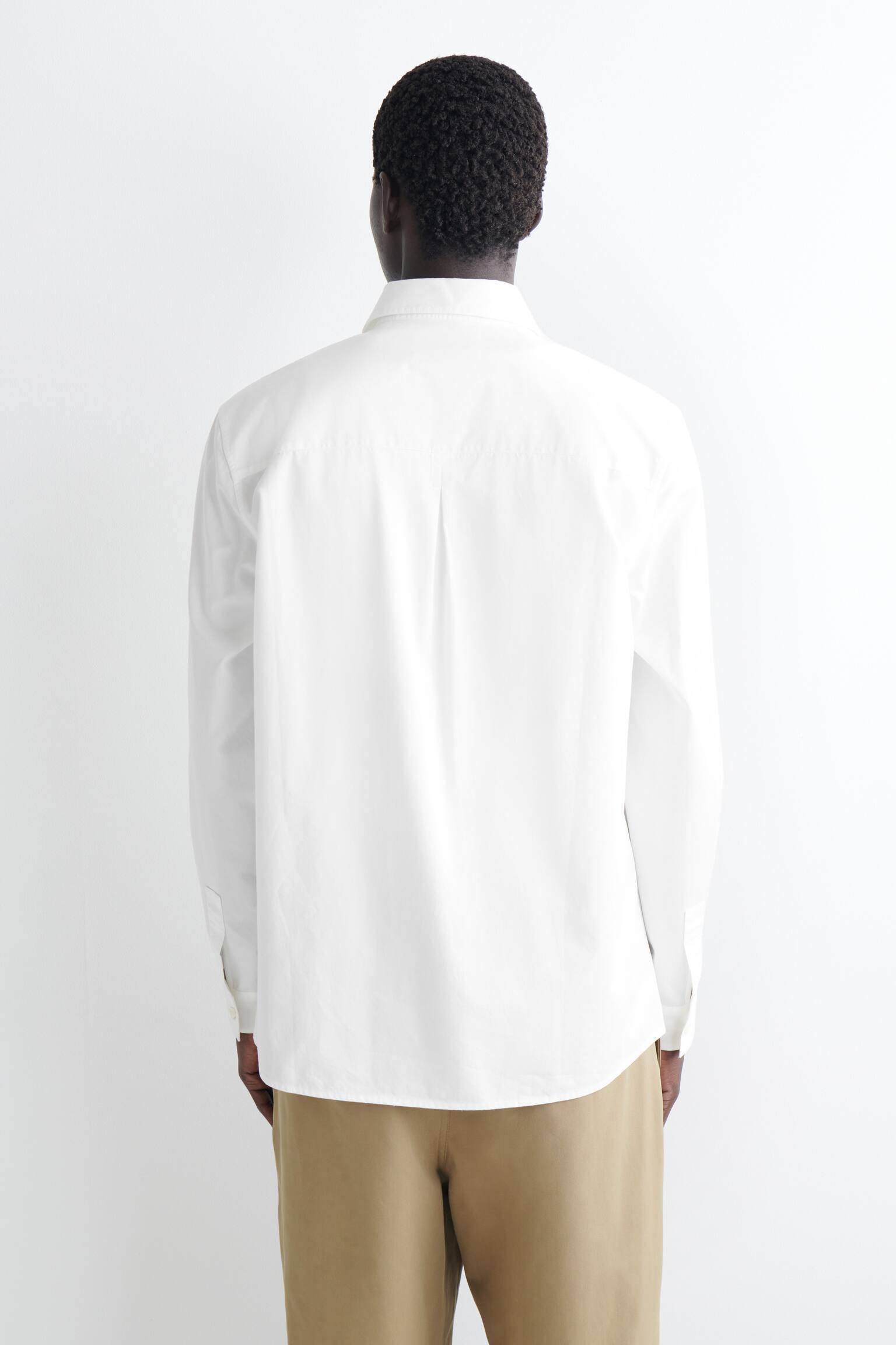 SLIM POCKET-DETAIL PIMA COTTON SHIRT - WHITE - 8