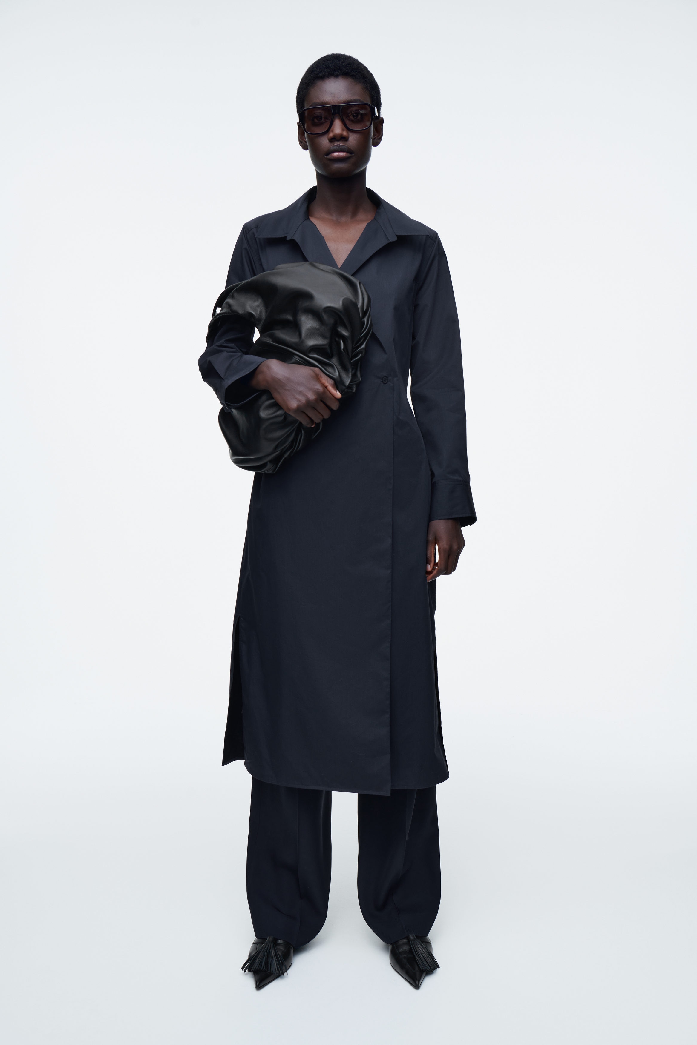 DOUBLE-BREASTED MIDI SHIRT DRESS - NAVY | COS