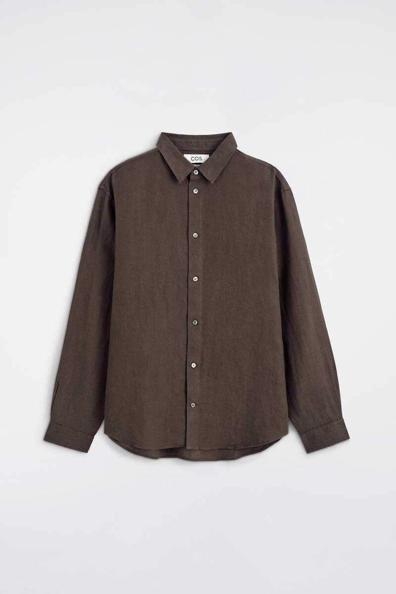 Relaxed Linen Shirt in Brown
