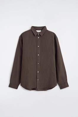 RELAXED LINEN SHIRT — BROWN 7