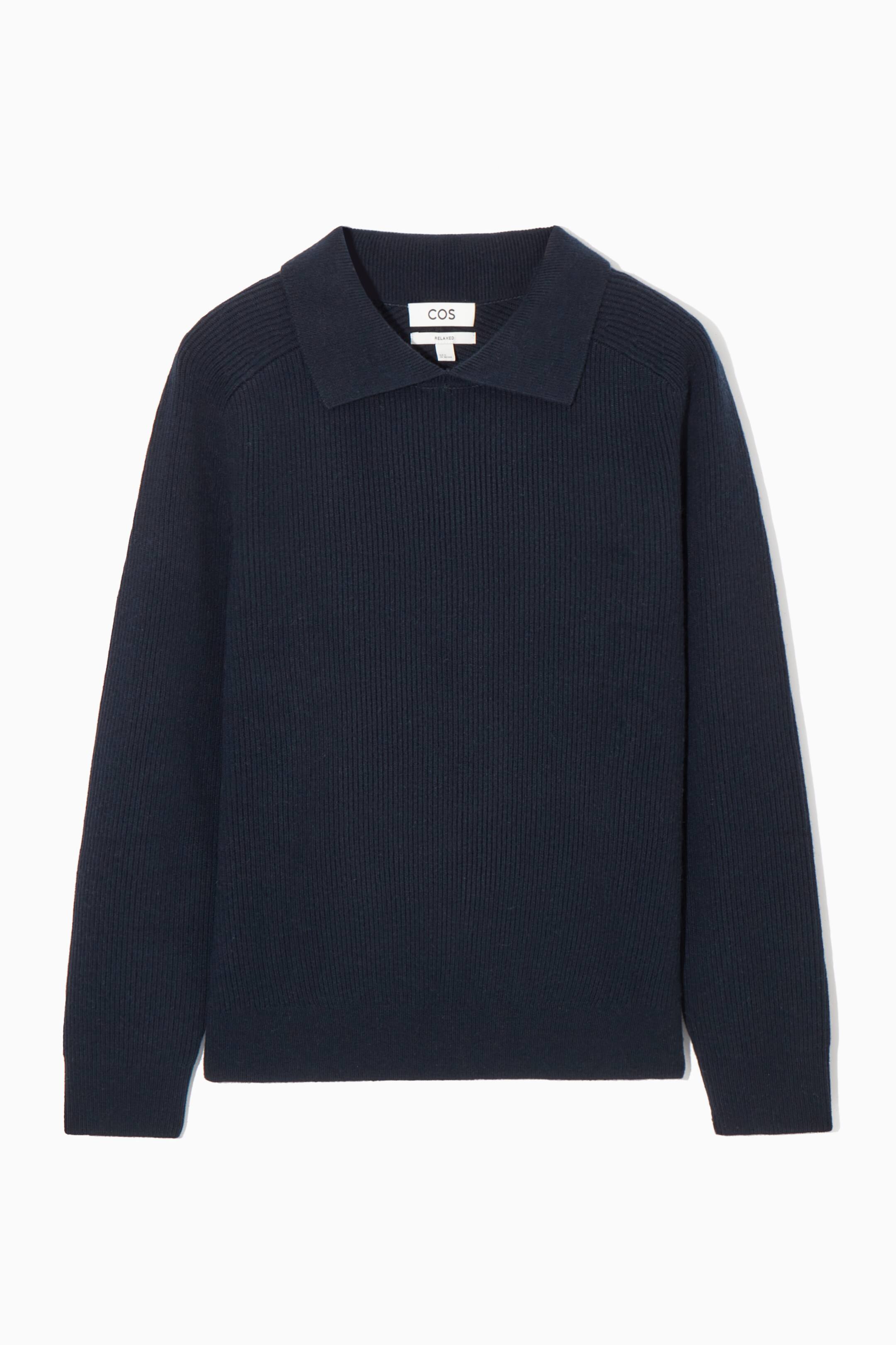 Vis større bilde: OPEN-COLLAR WOOL AND CASHMERE POLO SHIRT - NAVY - Men | H&M NO 1
