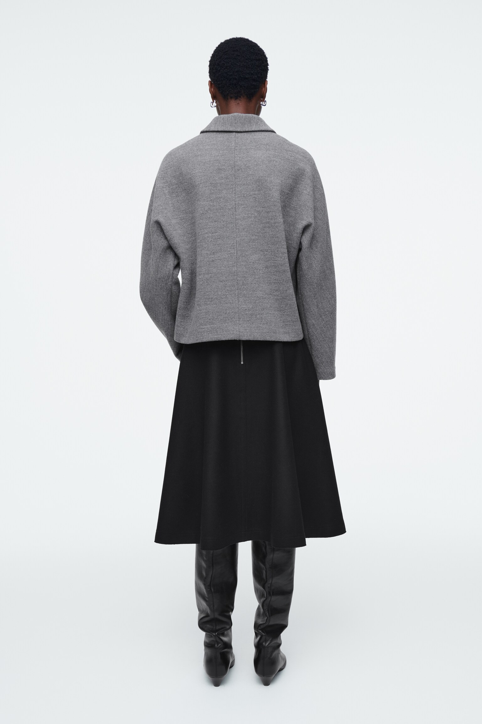 BOILED-WOOL ZIP-UP CARDIGAN - GREY MÉLANGE - 7