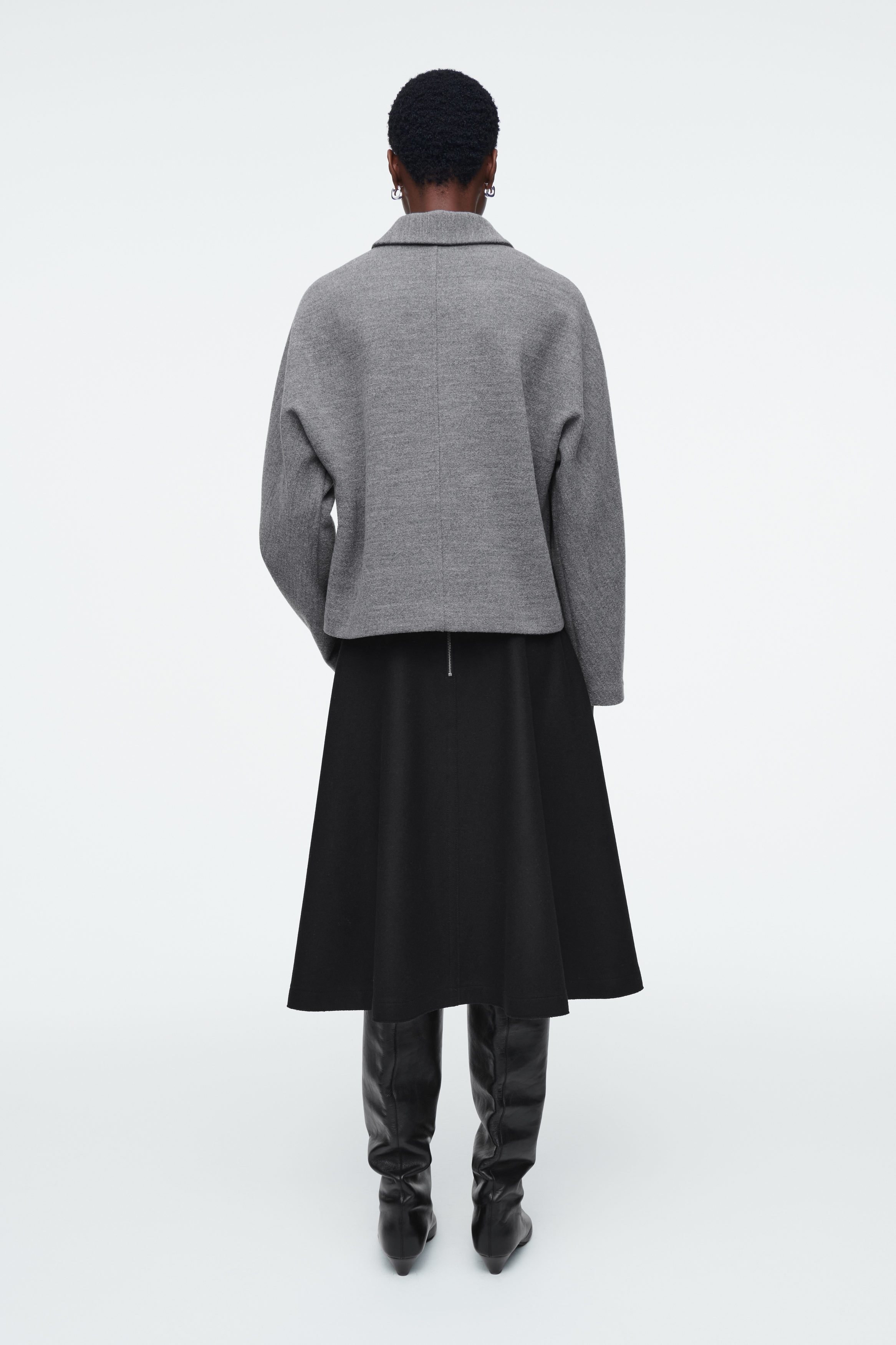 BOILED-WOOL ZIP-UP CARDIGAN - GREY MÉLANGE | COS