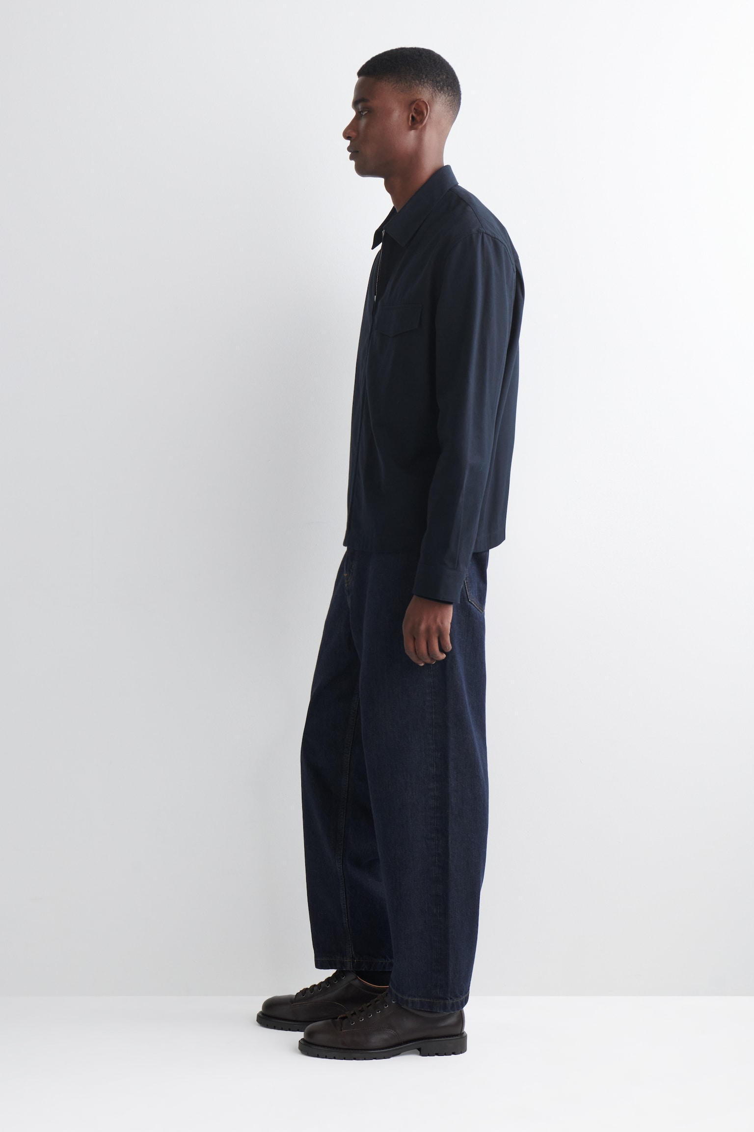 COTTON ZIPPED OVERSHIRT - NAVY/BLUE / CHECKED - 7