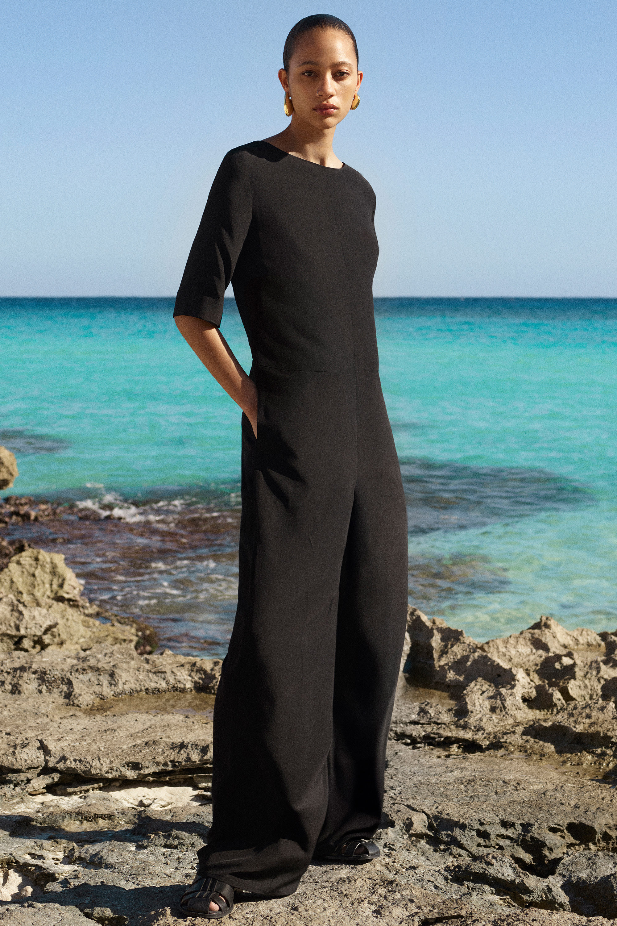 SILK-CREPE JUMPSUIT - BLACK | COS