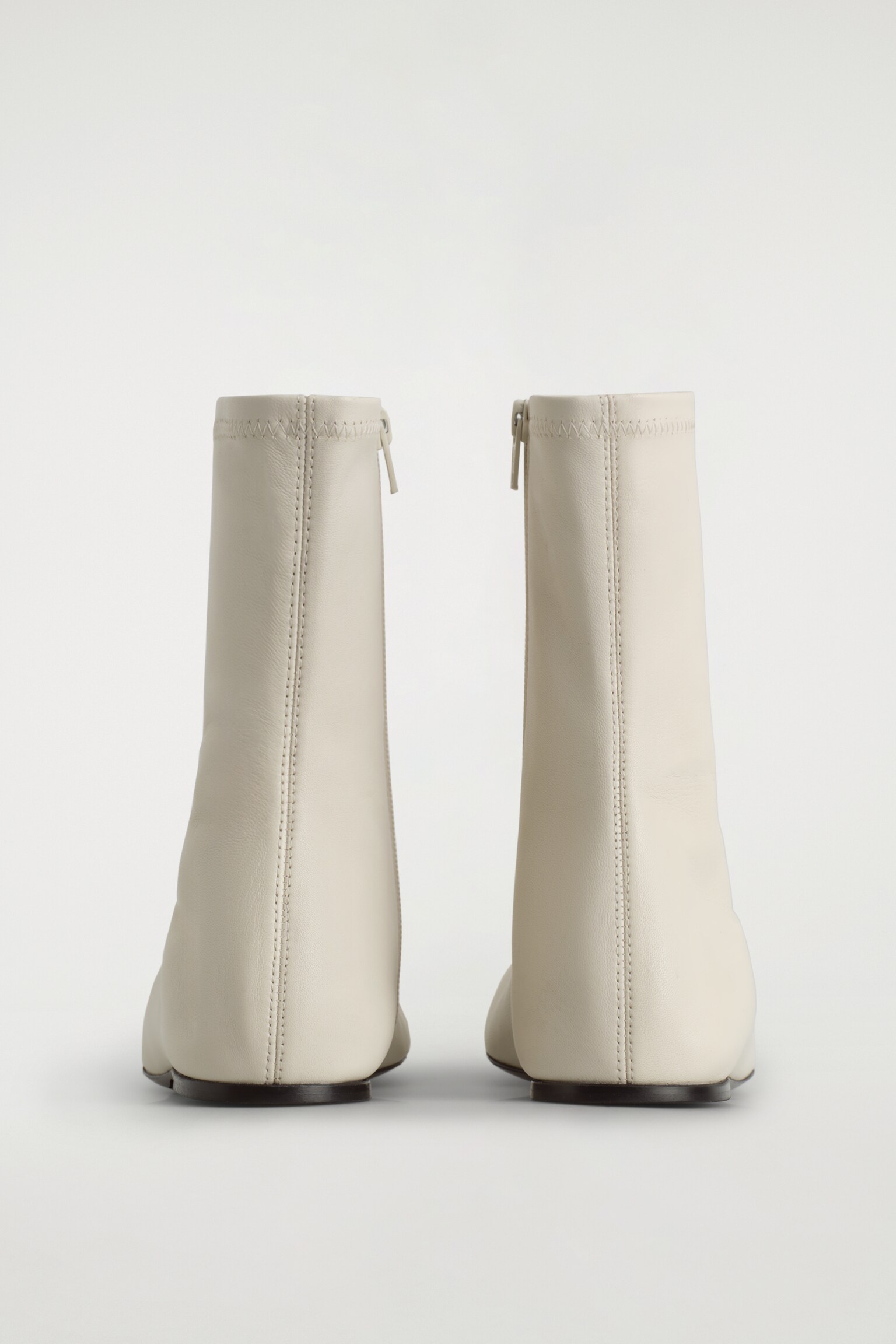 LEATHER SOCK BOOTS - CHALK/DARK BROWN - 4