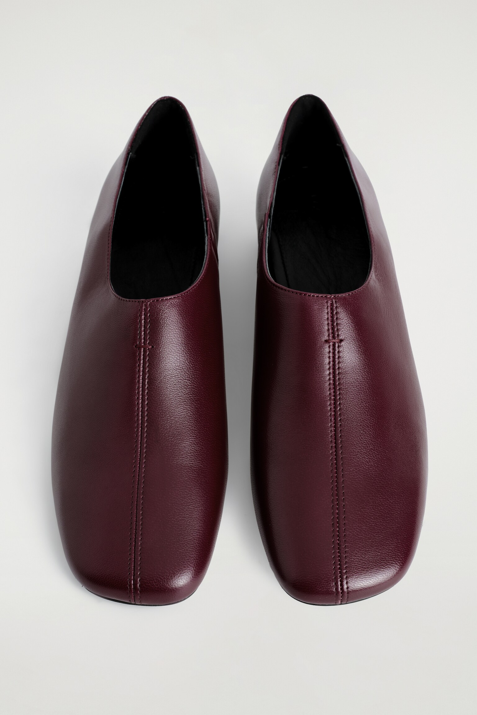 SQUARE-TOE LEATHER HEELED SHOES - DARK RED/BLACK - 4