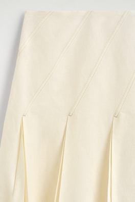 PLEATED COTTON-LINEN MIDI SKIRT — IVORY 5