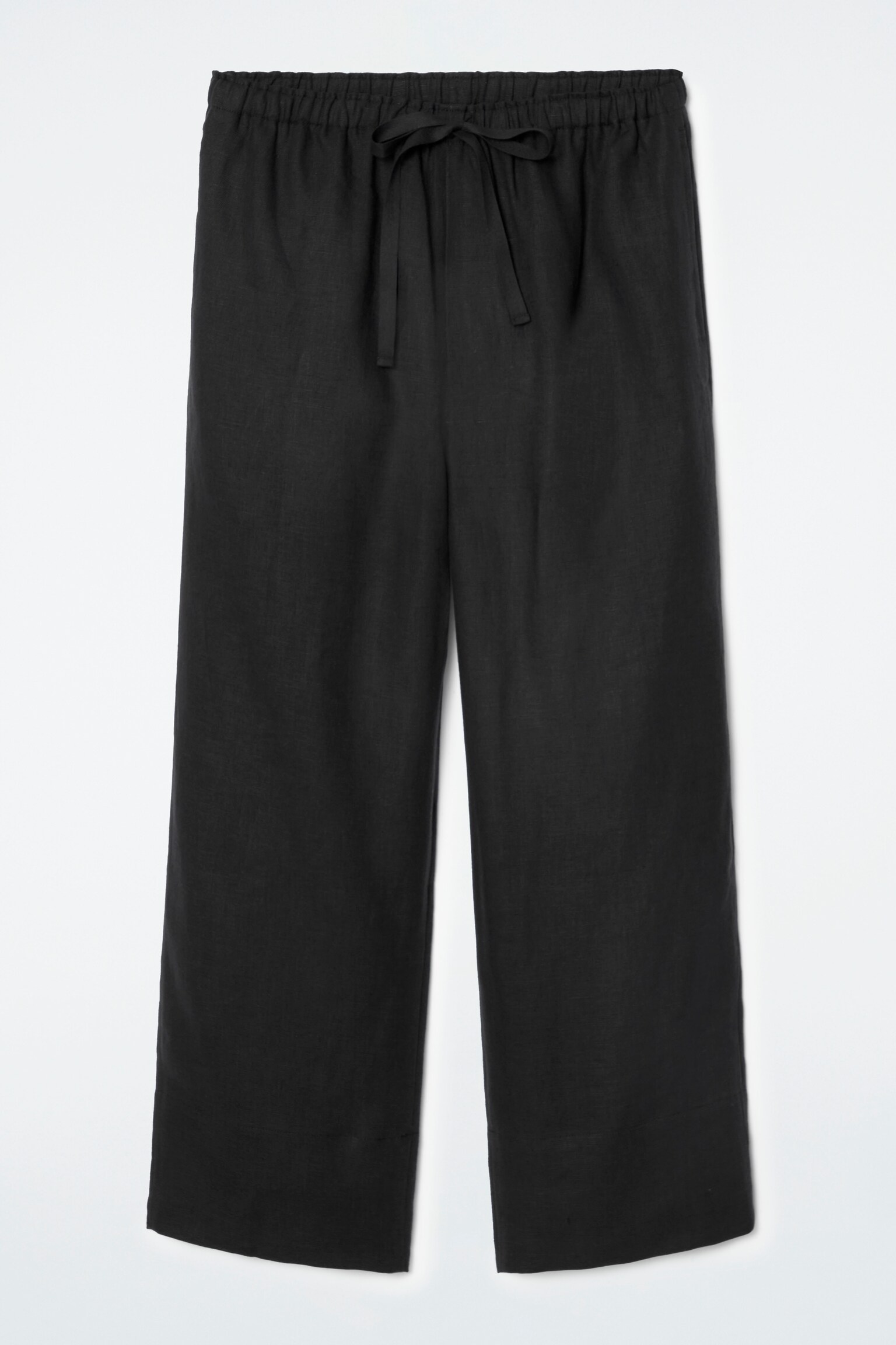 DRAWSTRING LINEN TROUSERS - BLACK