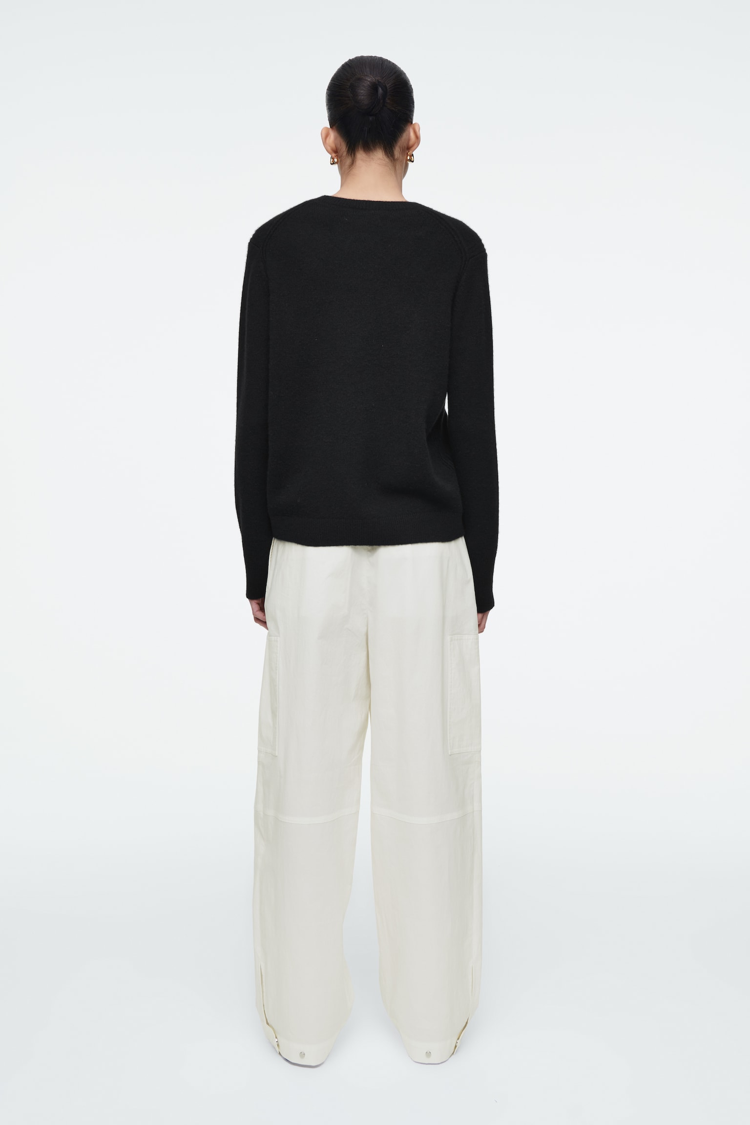 PANTALONI CARGO IN STILE UTILITY CON TAGLIO BARREL - BIANCO SPORCO/NERO - 7