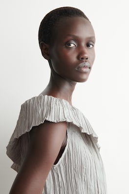 ASYMMETRIC PLEATED SILK GOWN — DOVE GRAY 4