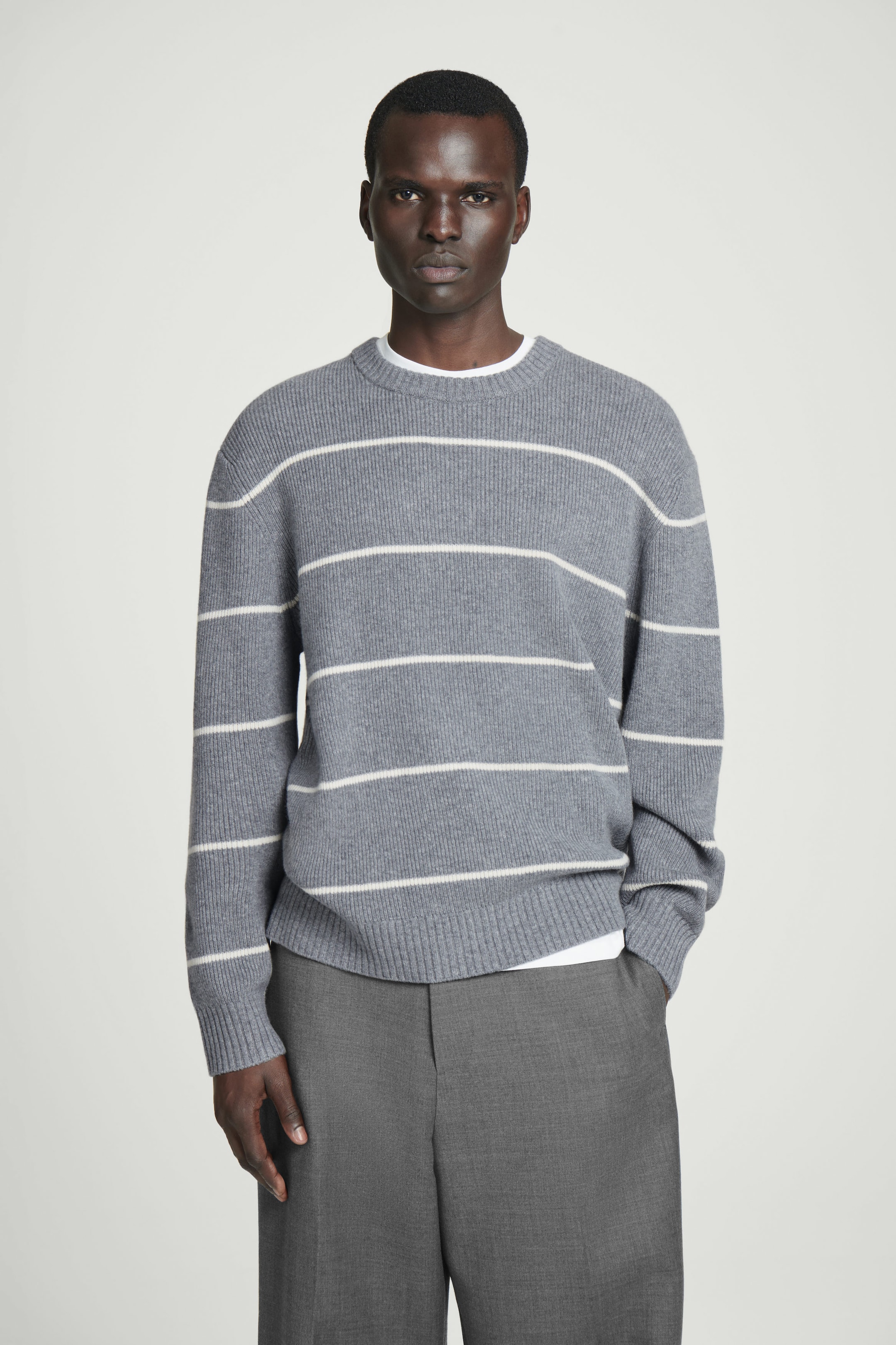 STRIPED WOOL AND YAK-BLEND JUMPER