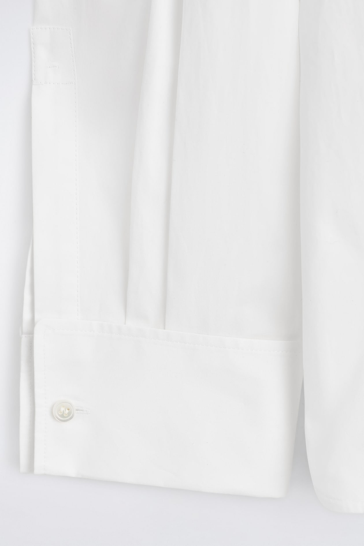 PINTUCKED COTTON TUXEDO SHIRT — CHALK