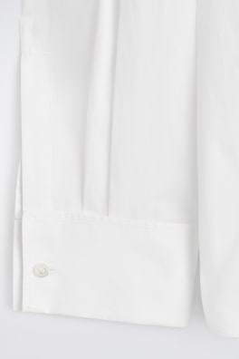 PINTUCKED COTTON TUXEDO SHIRT — CHALK 7