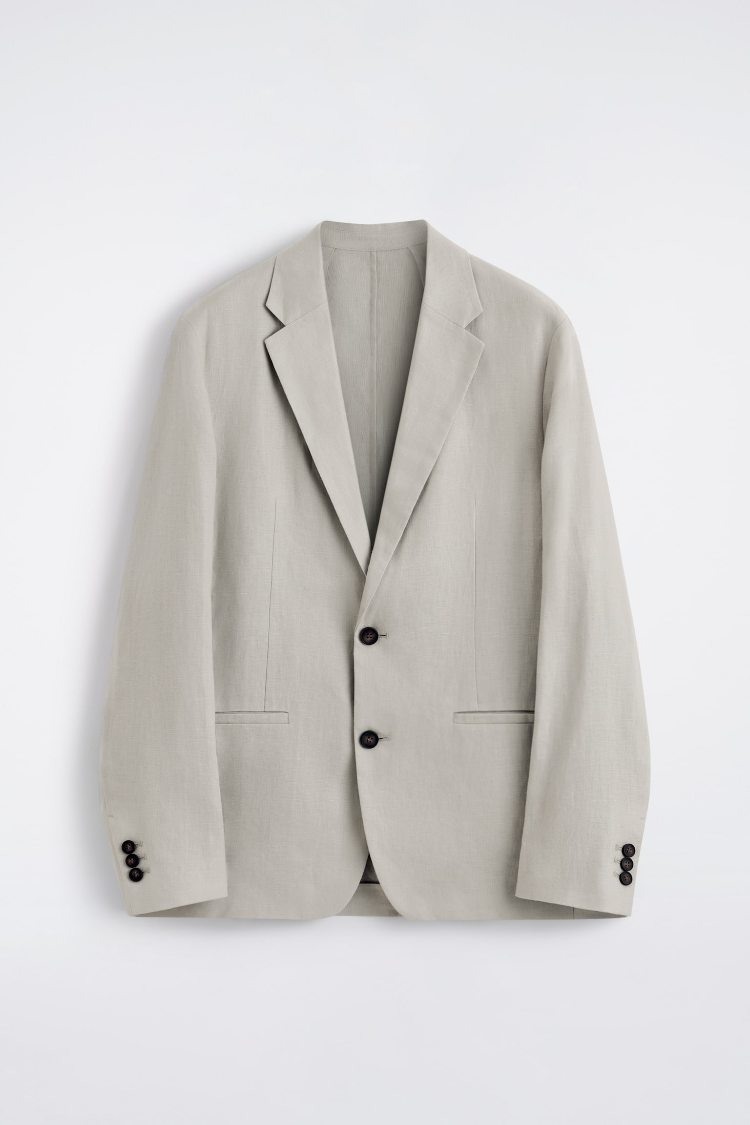 בלייזר פשתן עם כפתורים יחידים-GREEN - 1