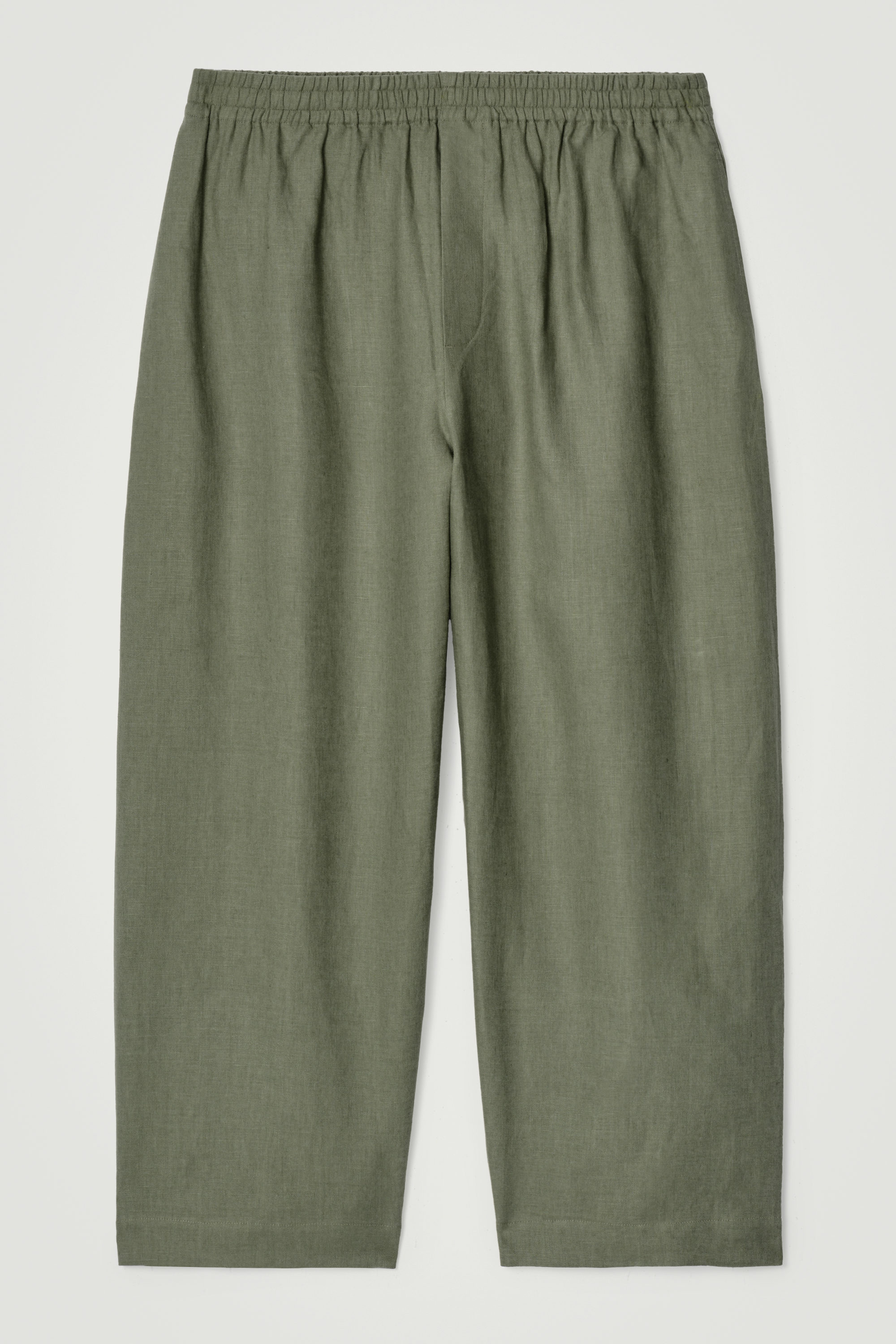 パンツ cos PLEATED WIDE-LEG COTTON TROUSERS ELASTICATED LINEN WIDE-LEG PANTS - GREEN | COS