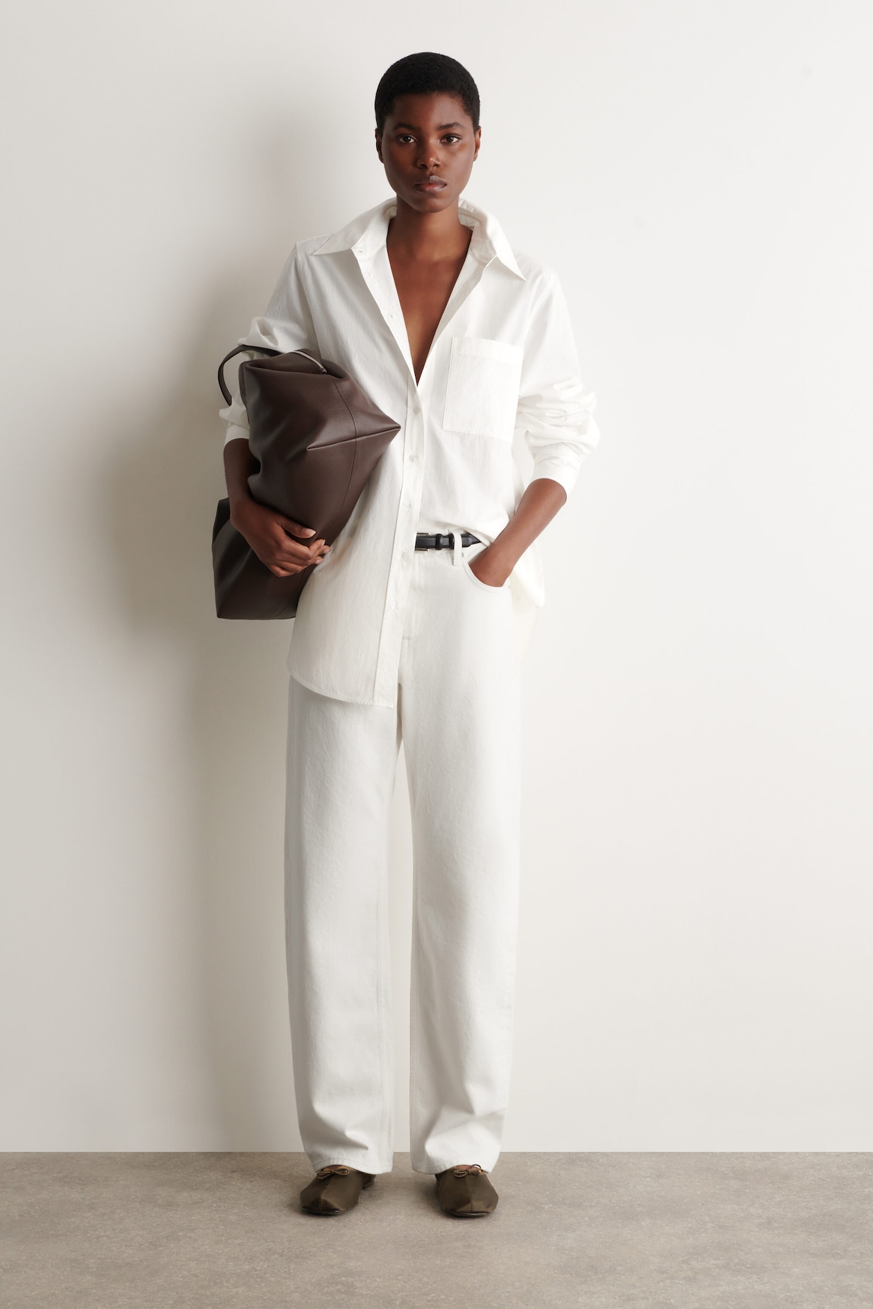 TAILORED PIMA COTTON SHIRT — OFF-WHITE