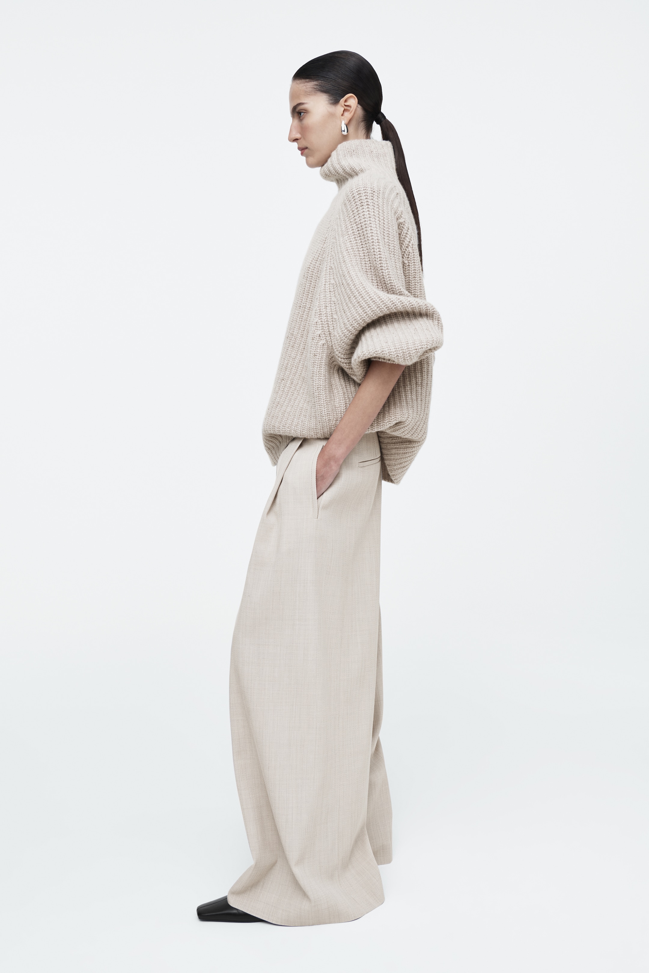 Grösseres Bild ansehen: LOCKERE HOSE AUS WOLL-MIX MIT WEITEM BEIN - HELLES BEIGE - DAMEN | H&M CH 3