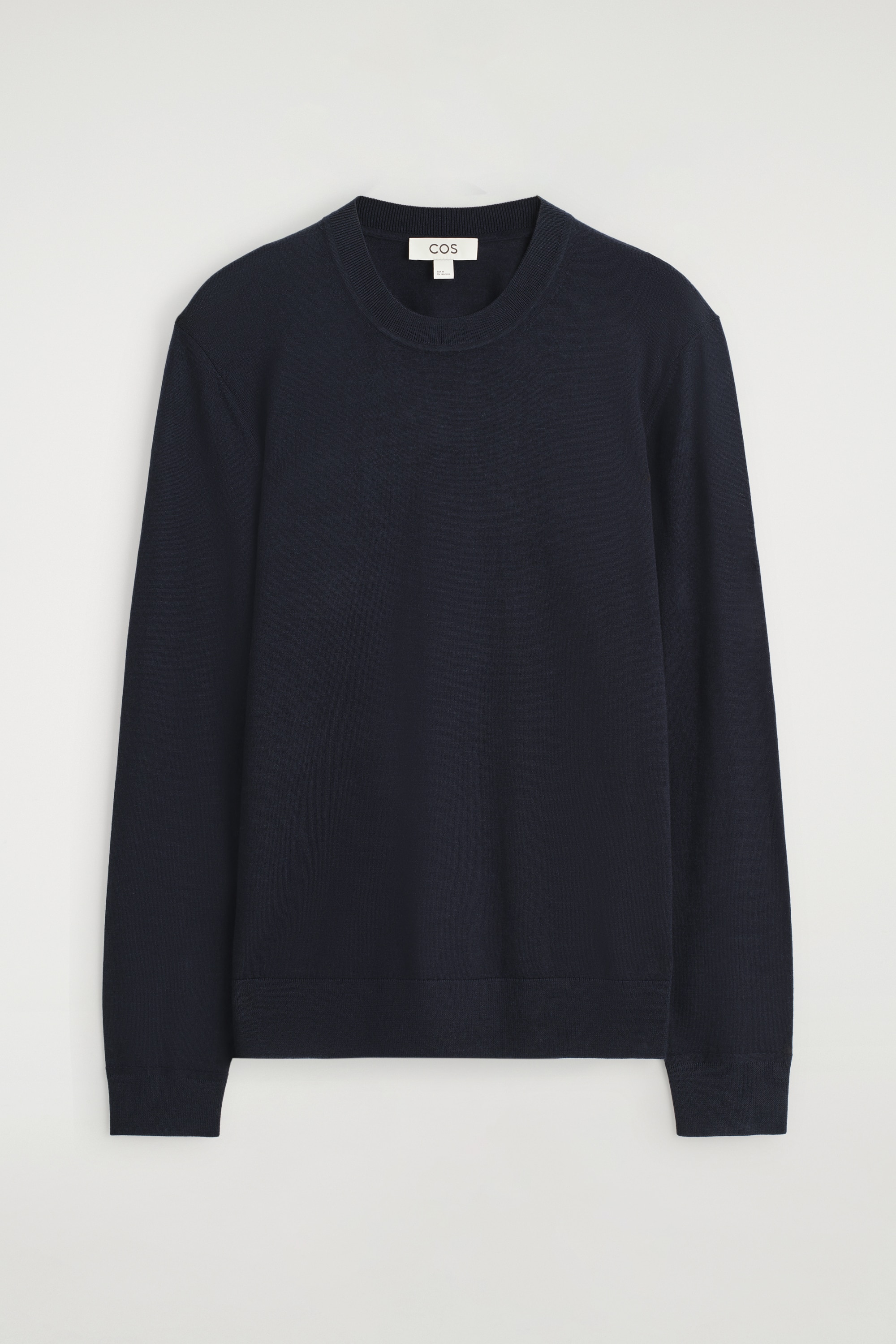 SLIM MERINO WOLLEN RONDE HALS TRUI - MARINEBLAUW/KOBALTBLAUW/BEIGE MÉLANGE