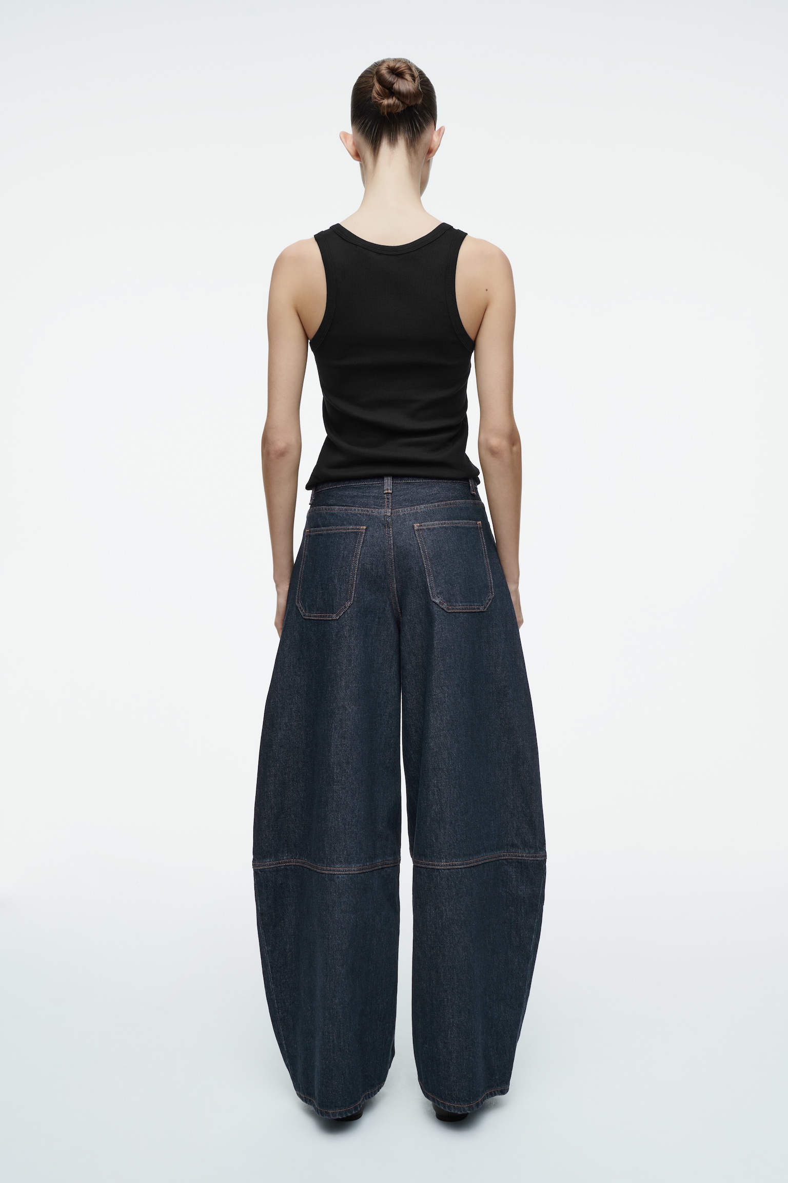 PANTALON BARREL WESTERN EN DENIM BRUT - INDIGO BRUT - 8