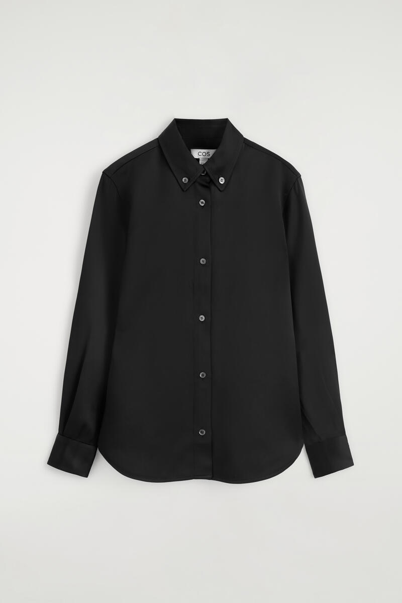 Button-Down Collar Satin Shirt