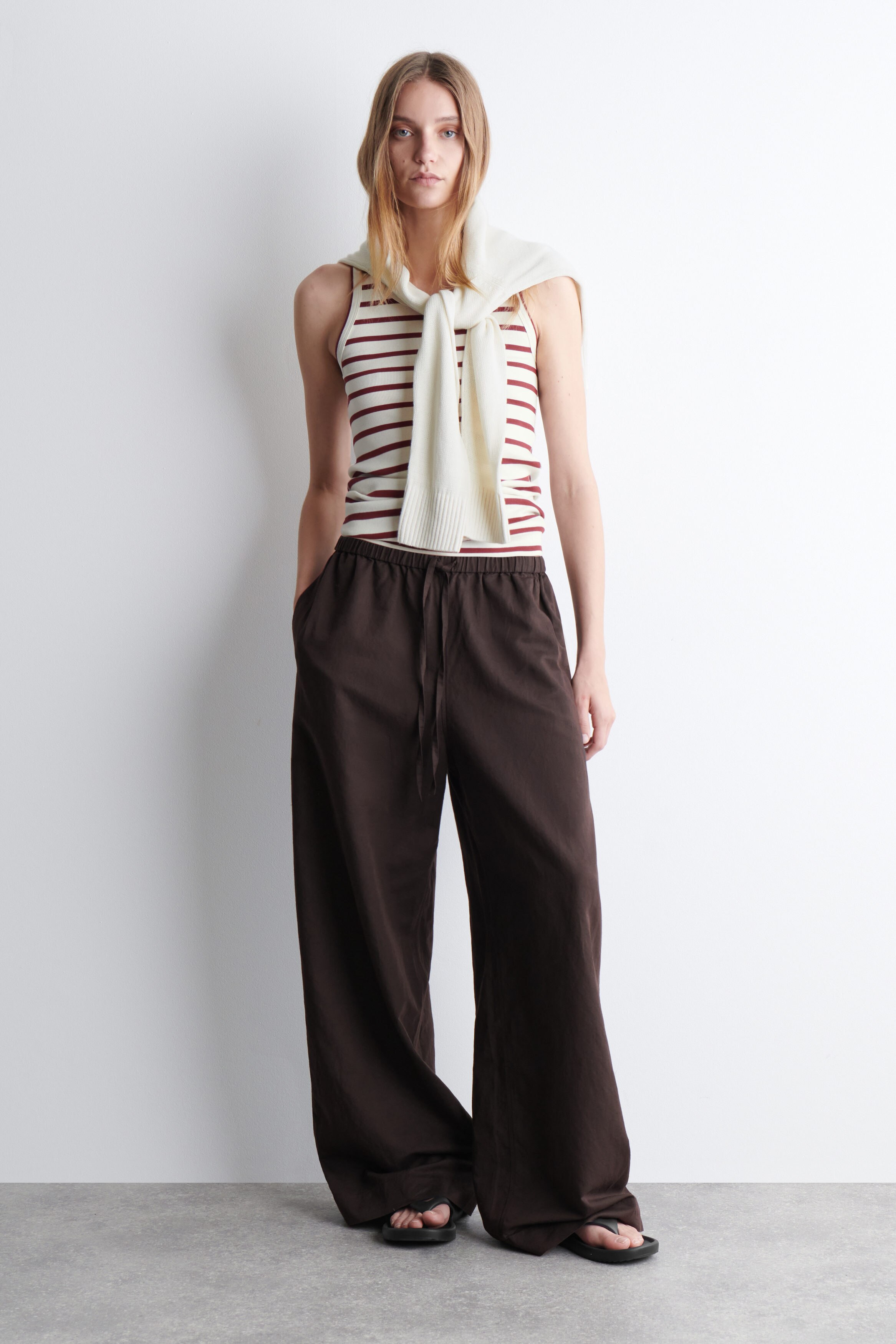 RIBBED TANK TOP - RED / WHITE / STRIPED | COS