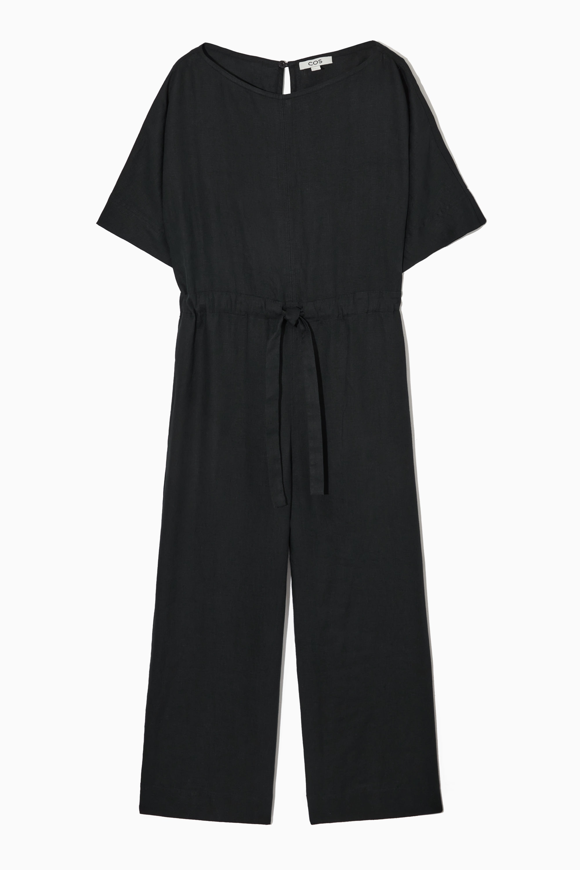 DRAWSTRING-WAIST LINEN JUMPSUIT - BLACK | COS